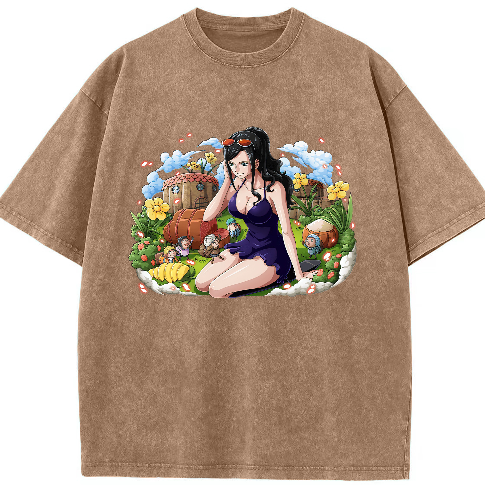 ワンピース ニコ・ロビン ONE PIECE Nico Robin 綿100% ヴィンテージ風 半袖Tシャツ（フロントプリント）