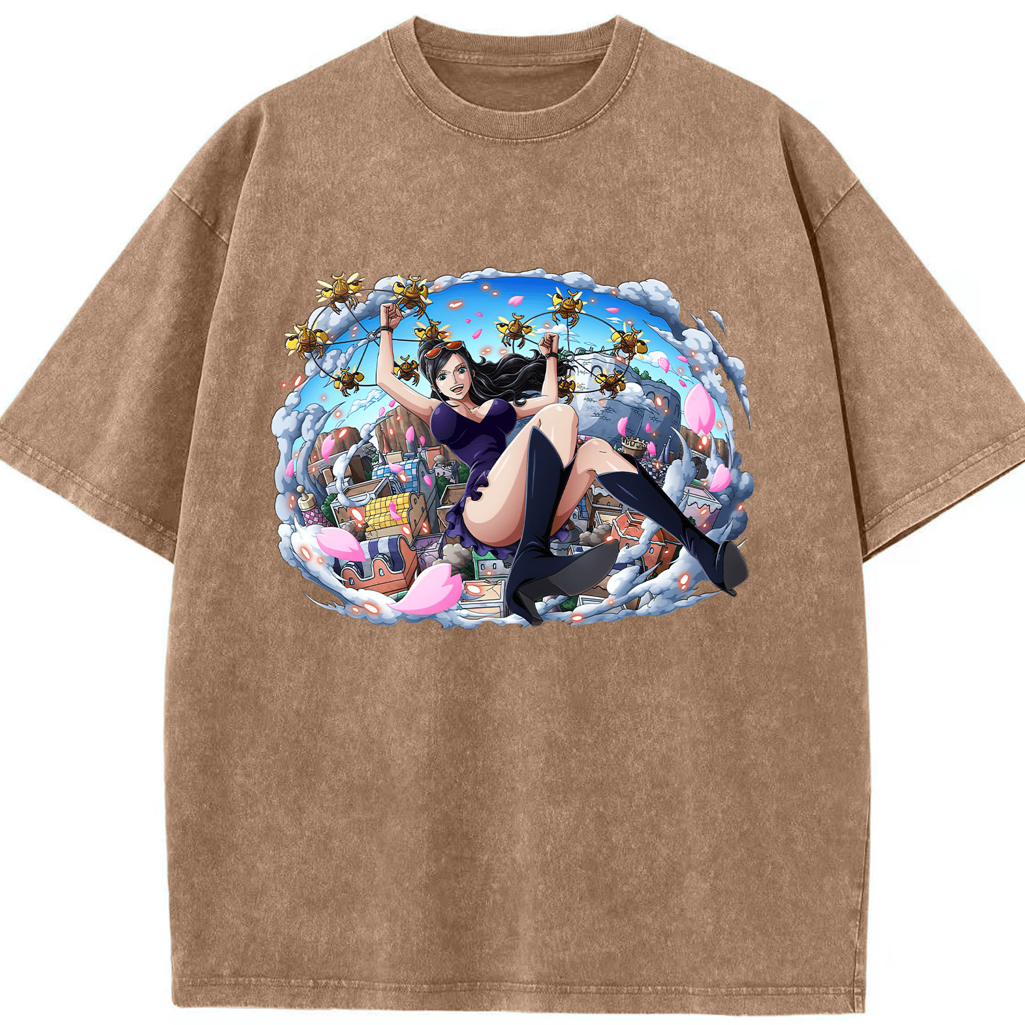 ワンピース ニコ・ロビン ONE PIECE Nico Robin 綿100% ヴィンテージ風 半袖Tシャツ（フロントプリント）