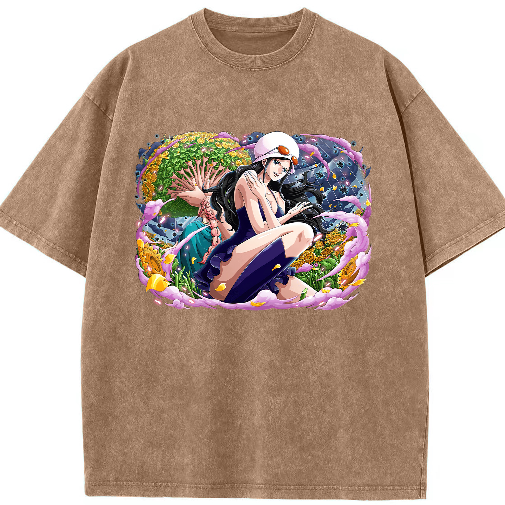 ワンピース ニコ・ロビン ONE PIECE Nico Robin 綿100% ヴィンテージ風 半袖Tシャツ（フロントプリント）