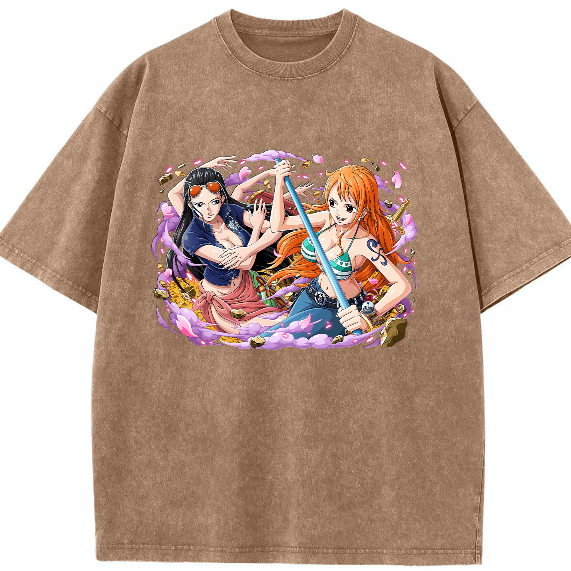ワンピース ニコ・ロビン ONE PIECE Nico Robin 綿100% ヴィンテージ風 半袖Tシャツ（フロントプリント）
