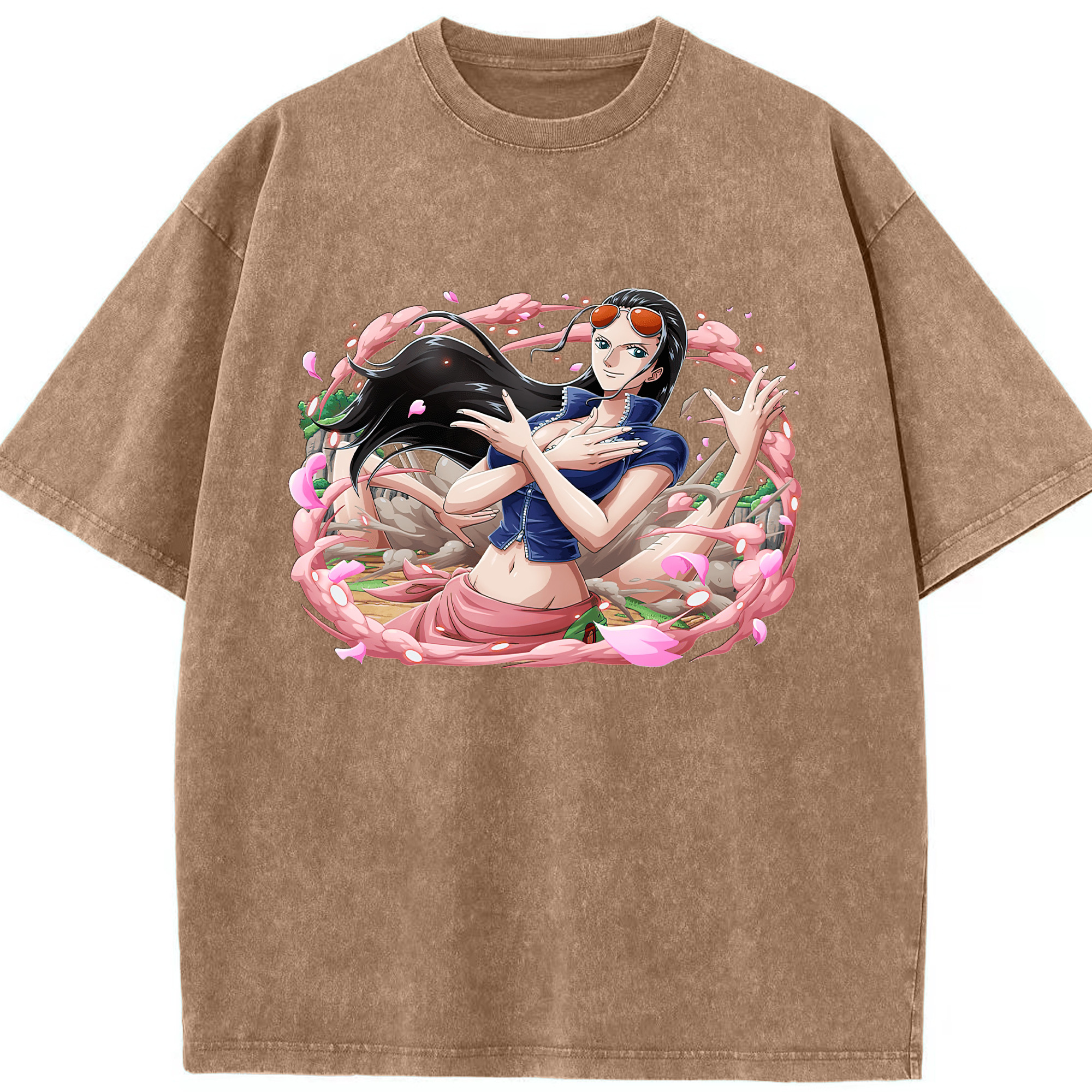 ワンピース ニコ・ロビン ONE PIECE Nico Robin 綿100% ヴィンテージ風 半袖Tシャツ（フロントプリント）