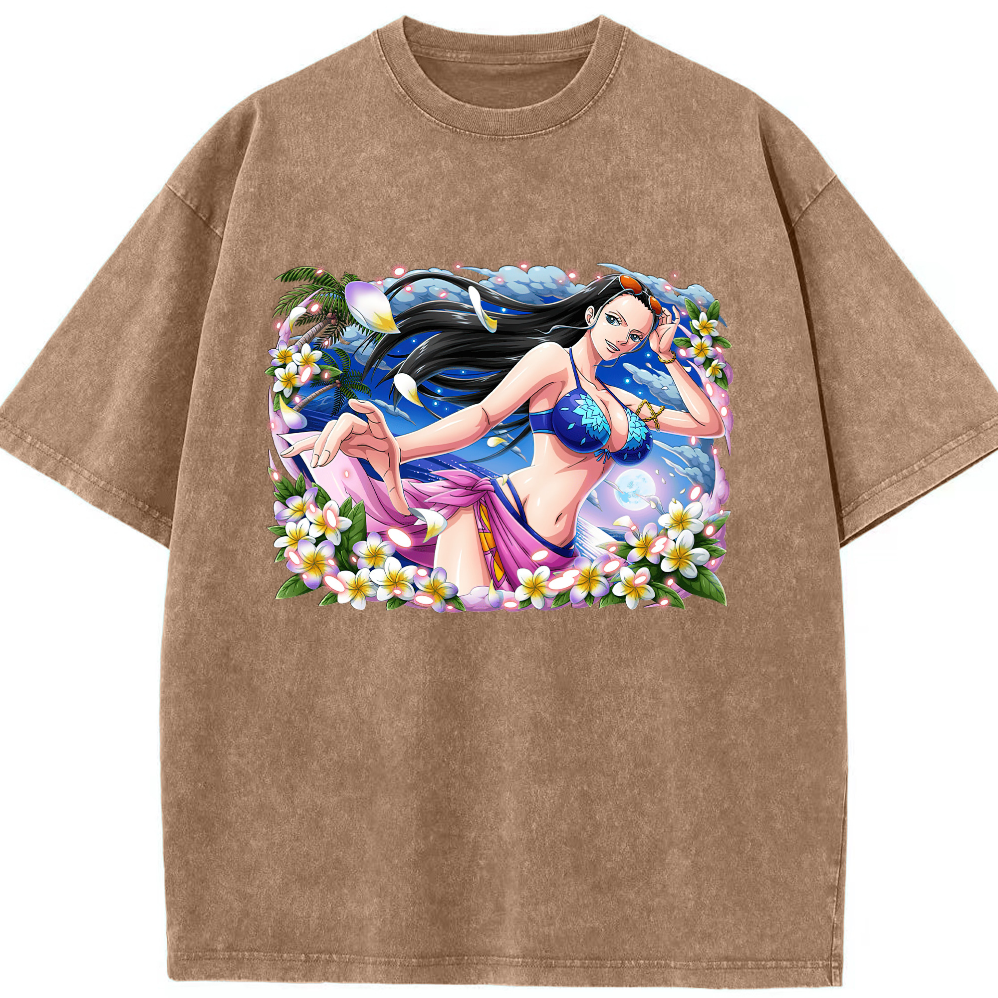 ワンピース ニコ・ロビン ONE PIECE Nico Robin 綿100% ヴィンテージ風 半袖Tシャツ（フロントプリント）
