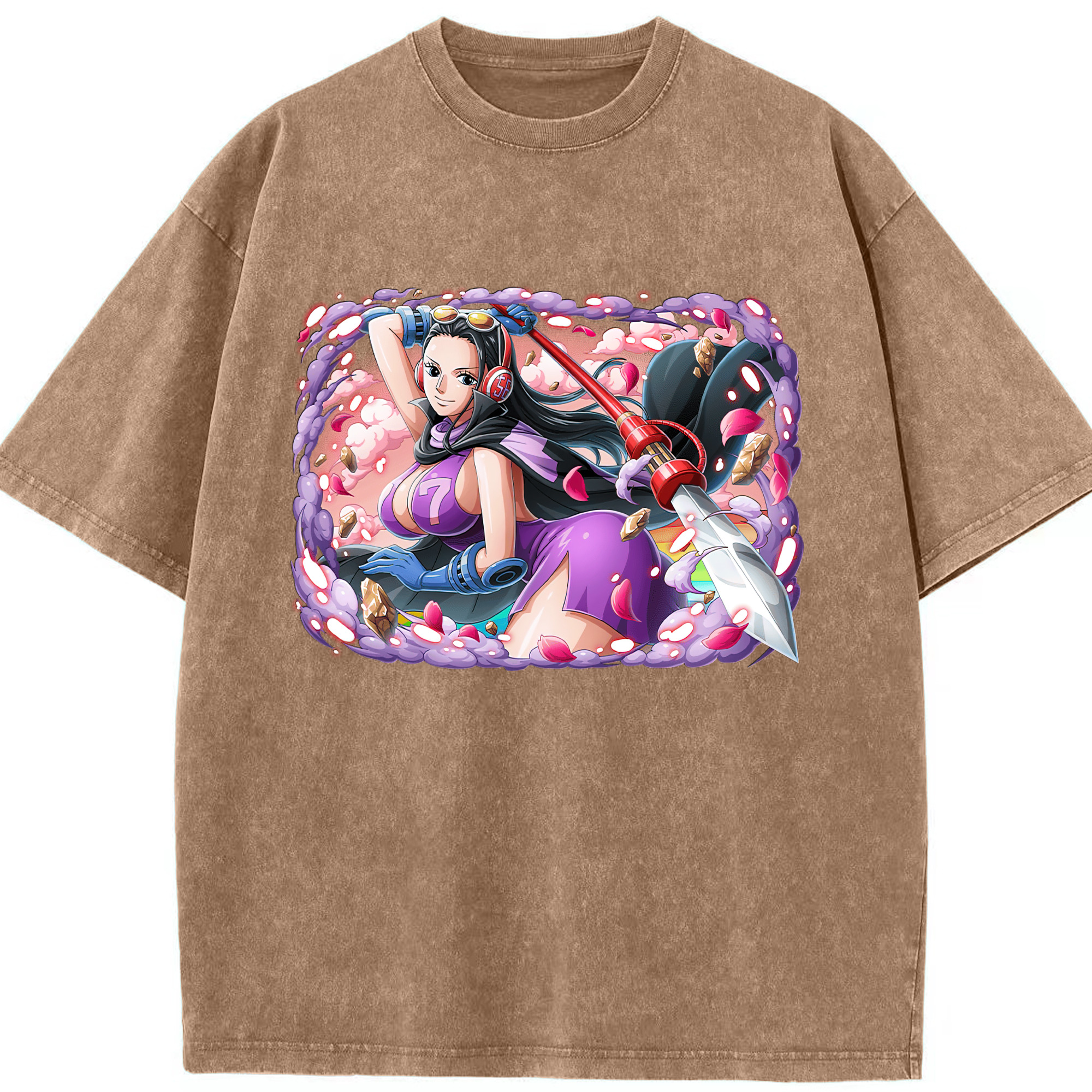 ワンピース ニコ・ロビン ONE PIECE Nico Robin 綿100% ヴィンテージ風 半袖Tシャツ（フロントプリント）