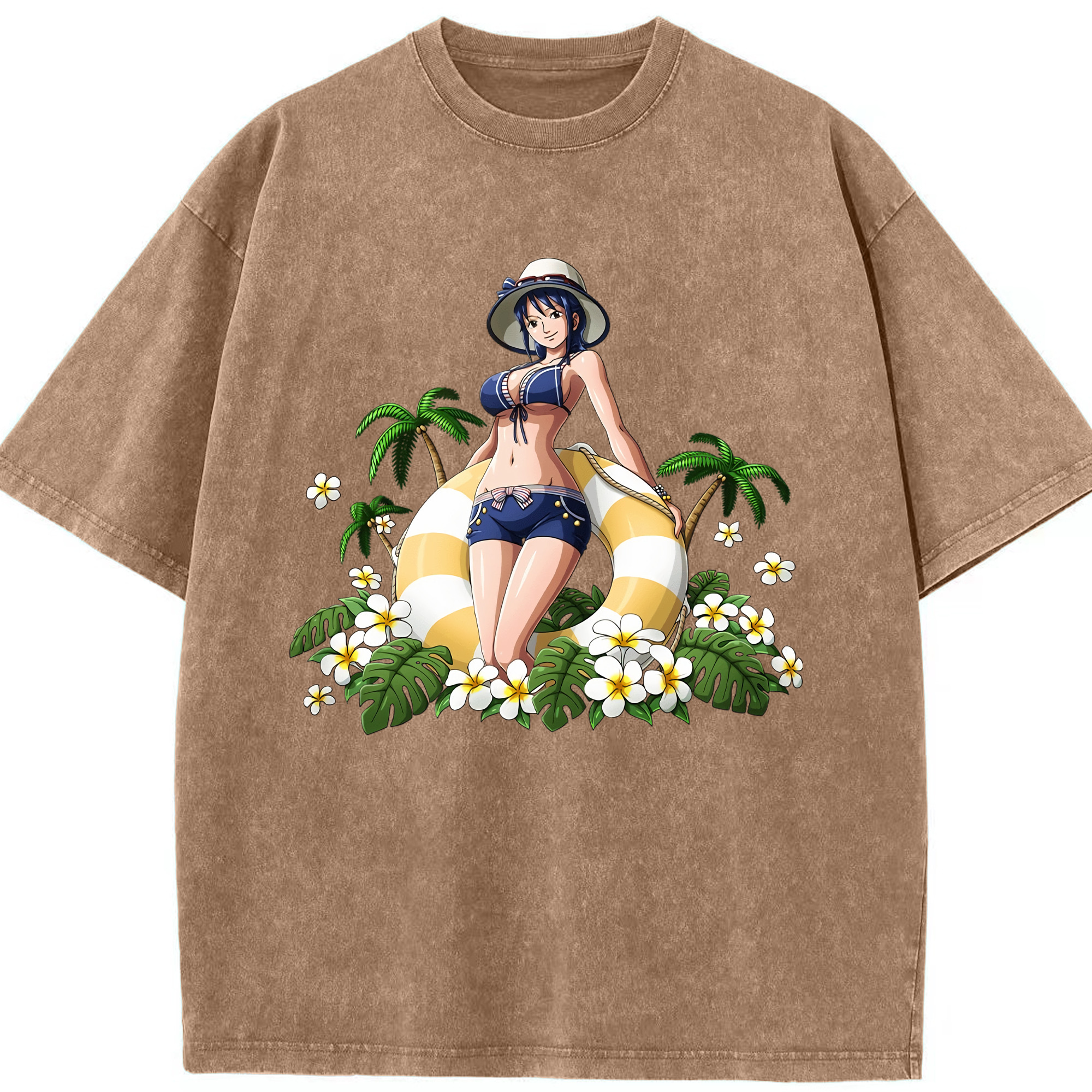 ワンピース ニコ・ロビン ONE PIECE Nico Robin 綿100% ヴィンテージ風 半袖Tシャツ（フロントプリント）