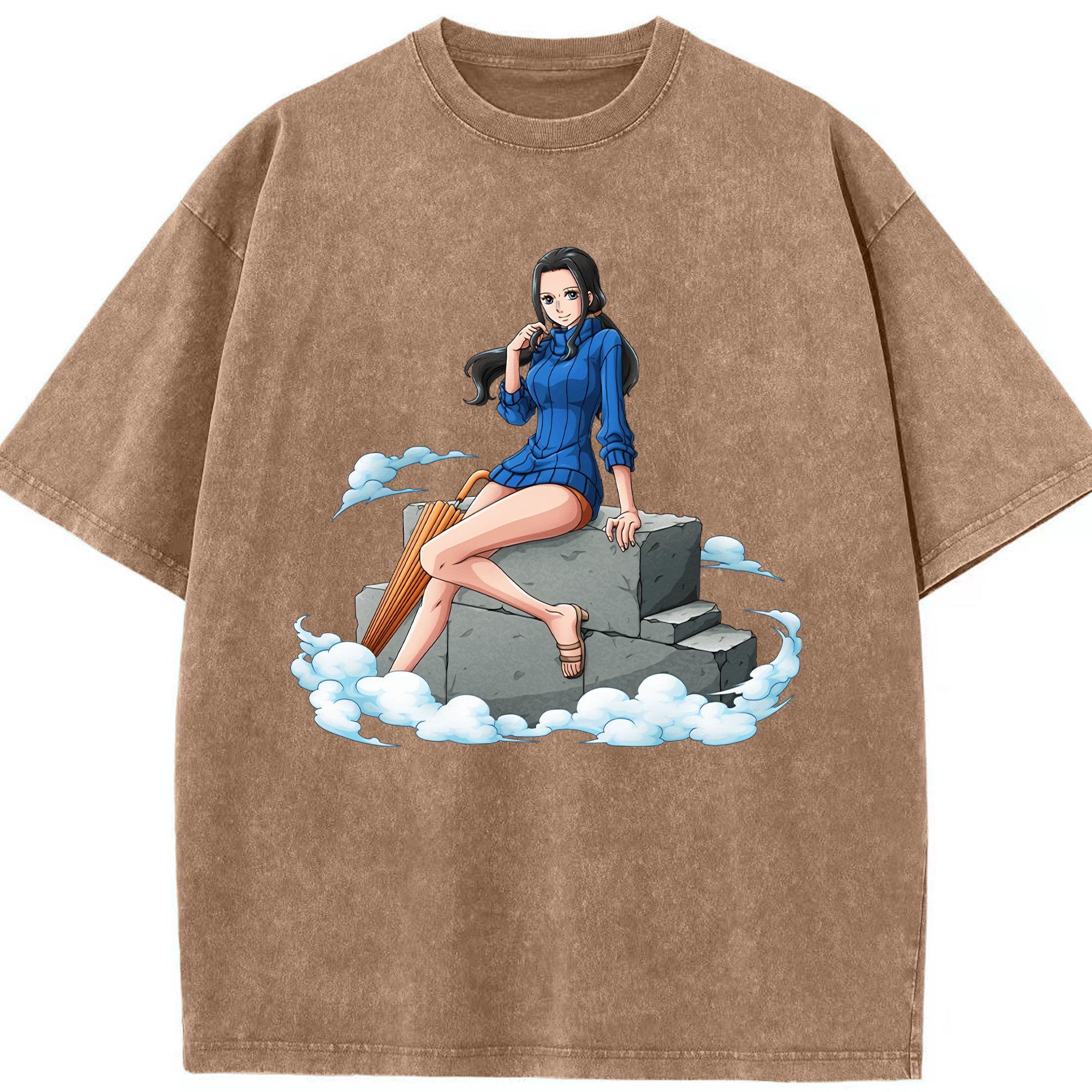 ワンピース ニコ・ロビン ONE PIECE Nico Robin 綿100% ヴィンテージ風 半袖Tシャツ（フロントプリント）