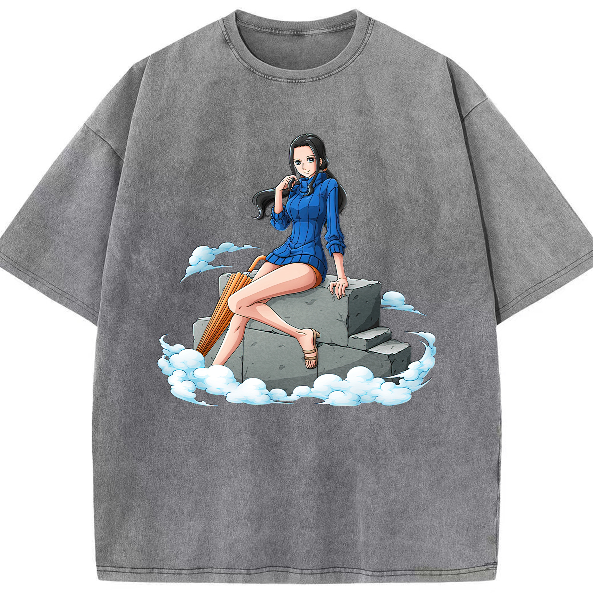 ワンピース ニコ・ロビン ONE PIECE Nico Robin 綿100% ヴィンテージ風 半袖Tシャツ（フロントプリント）