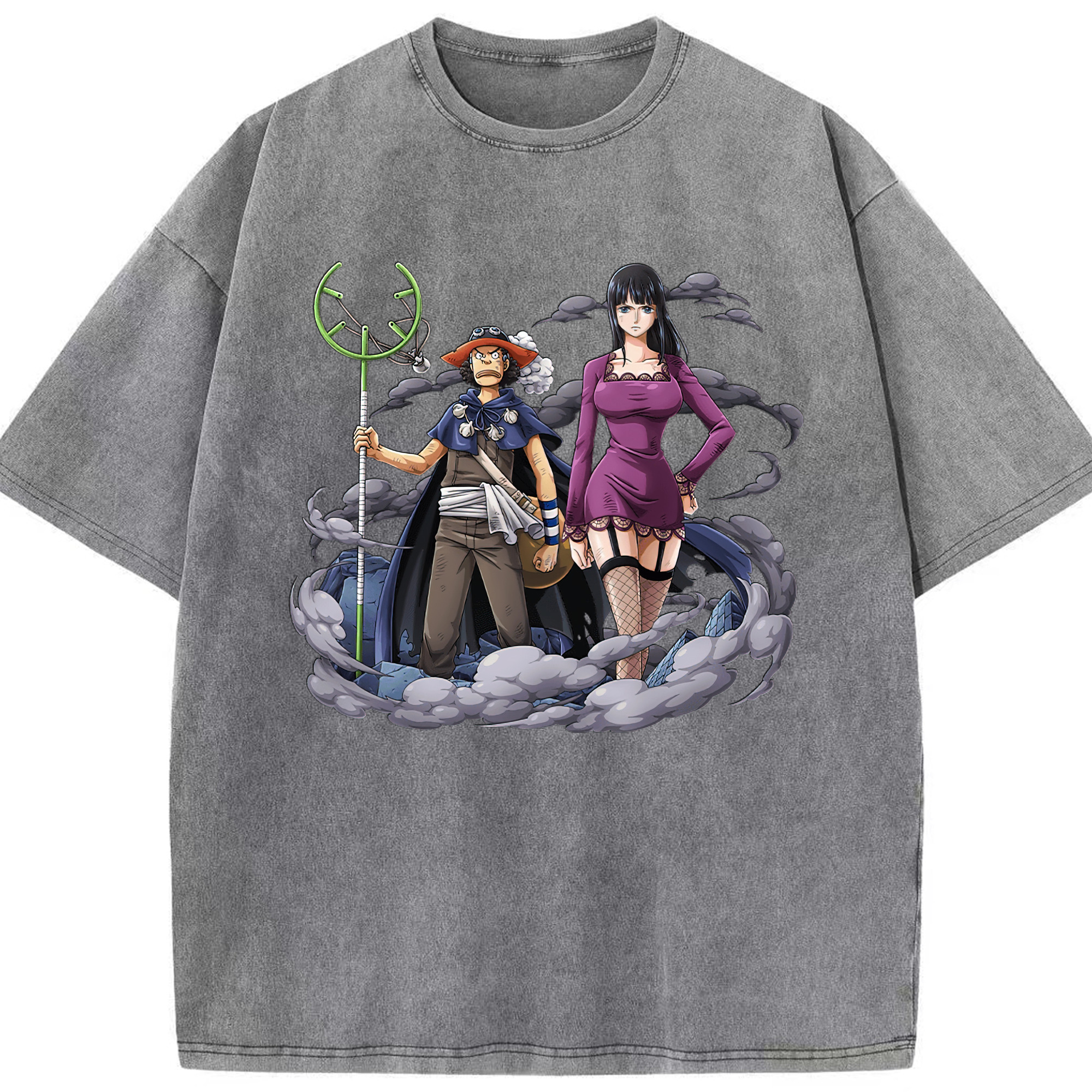 ワンピース ニコ・ロビン ONE PIECE Nico Robin 綿100% ヴィンテージ風 半袖Tシャツ（フロントプリント）