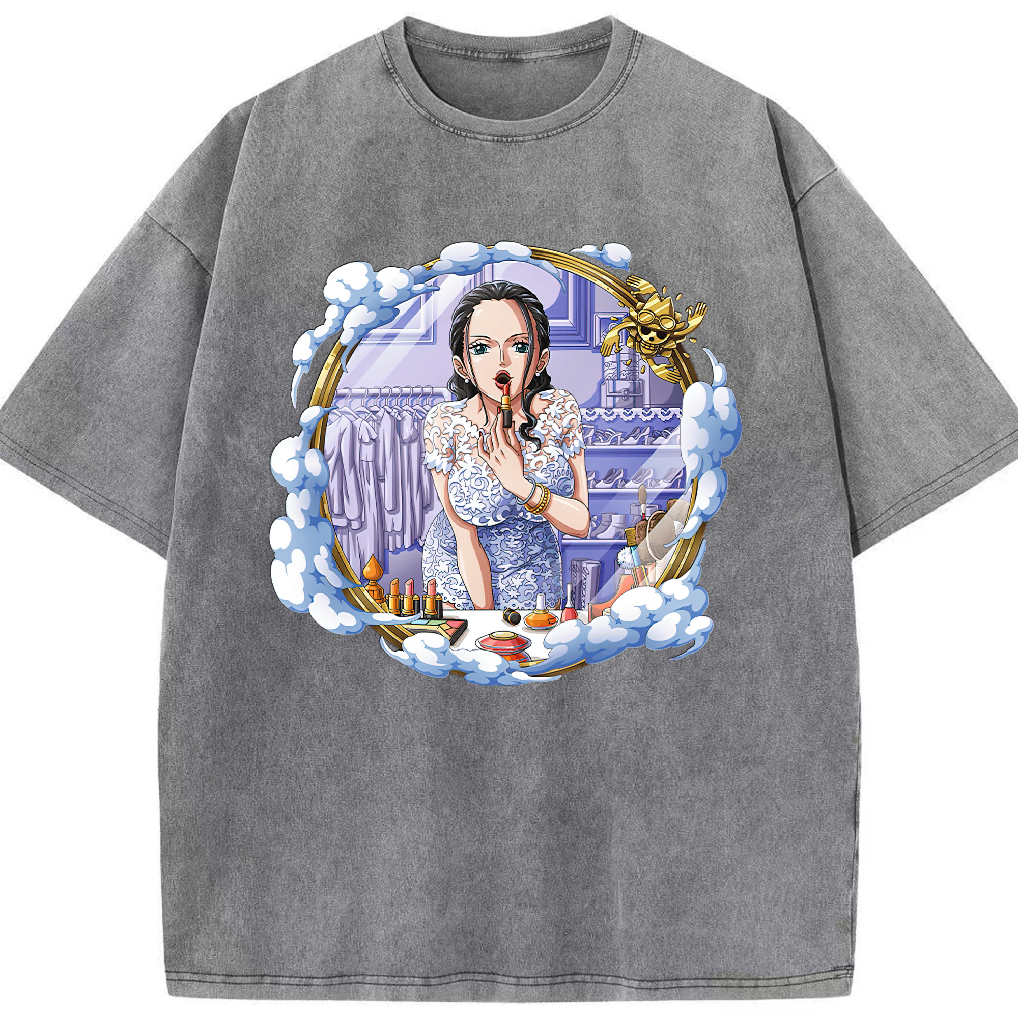 ワンピース ニコ・ロビン ONE PIECE Nico Robin 綿100% ヴィンテージ風 半袖Tシャツ（フロントプリント）