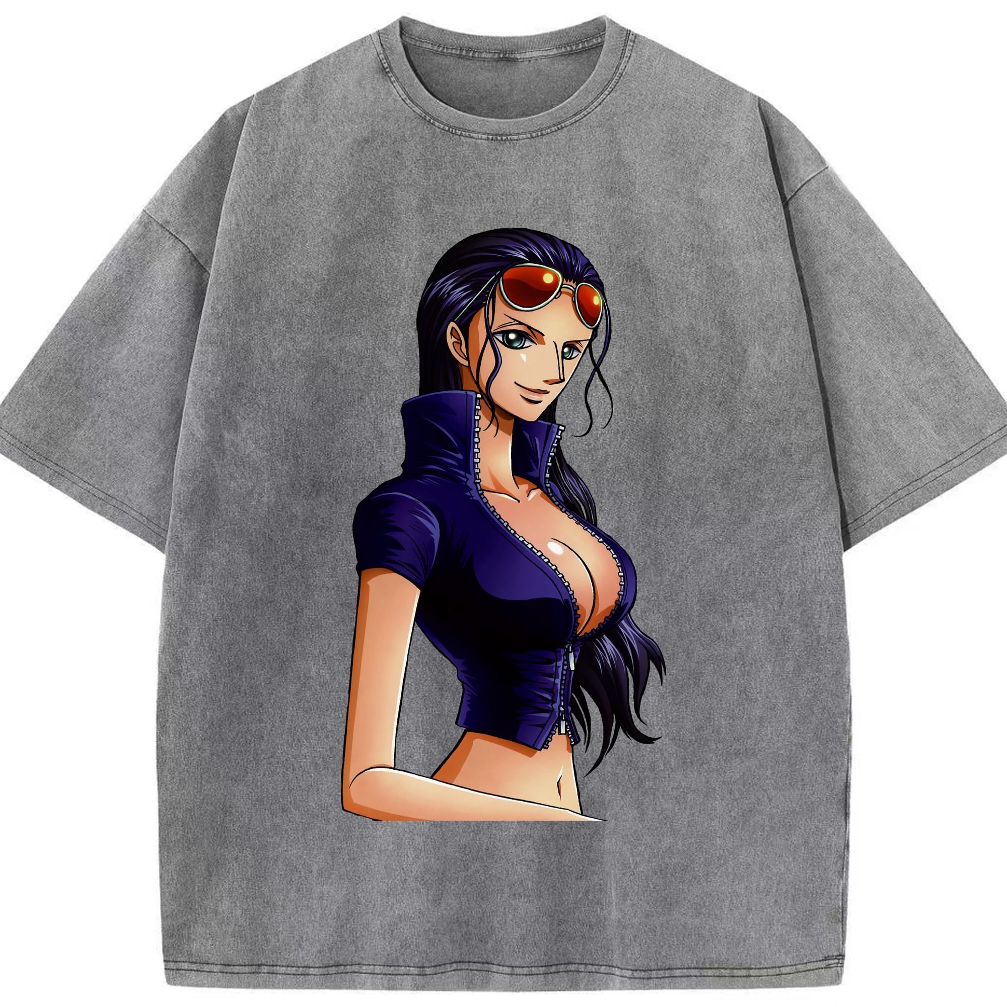 ワンピース ニコ・ロビン ONE PIECE Nico Robin 綿100% ヴィンテージ風 半袖Tシャツ（フロントプリント）