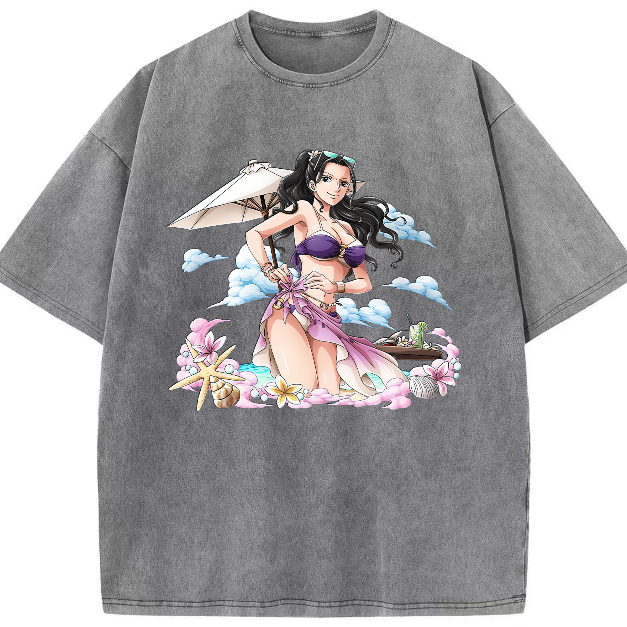 ワンピース ニコ・ロビン ONE PIECE Nico Robin 綿100% ヴィンテージ風 半袖Tシャツ（フロントプリント）