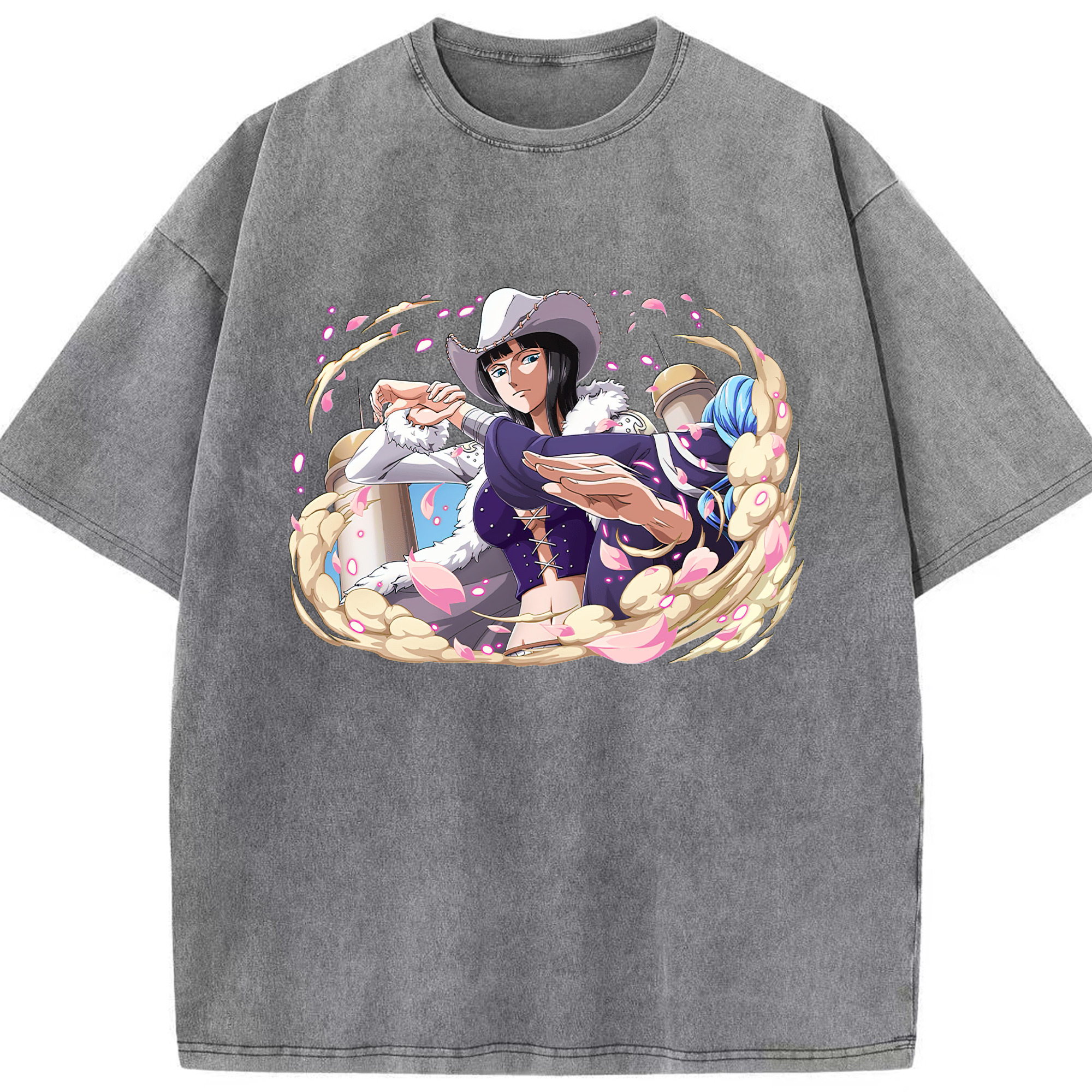 ワンピース ニコ・ロビン ONE PIECE Nico Robin 綿100% ヴィンテージ風 半袖Tシャツ（フロントプリント）