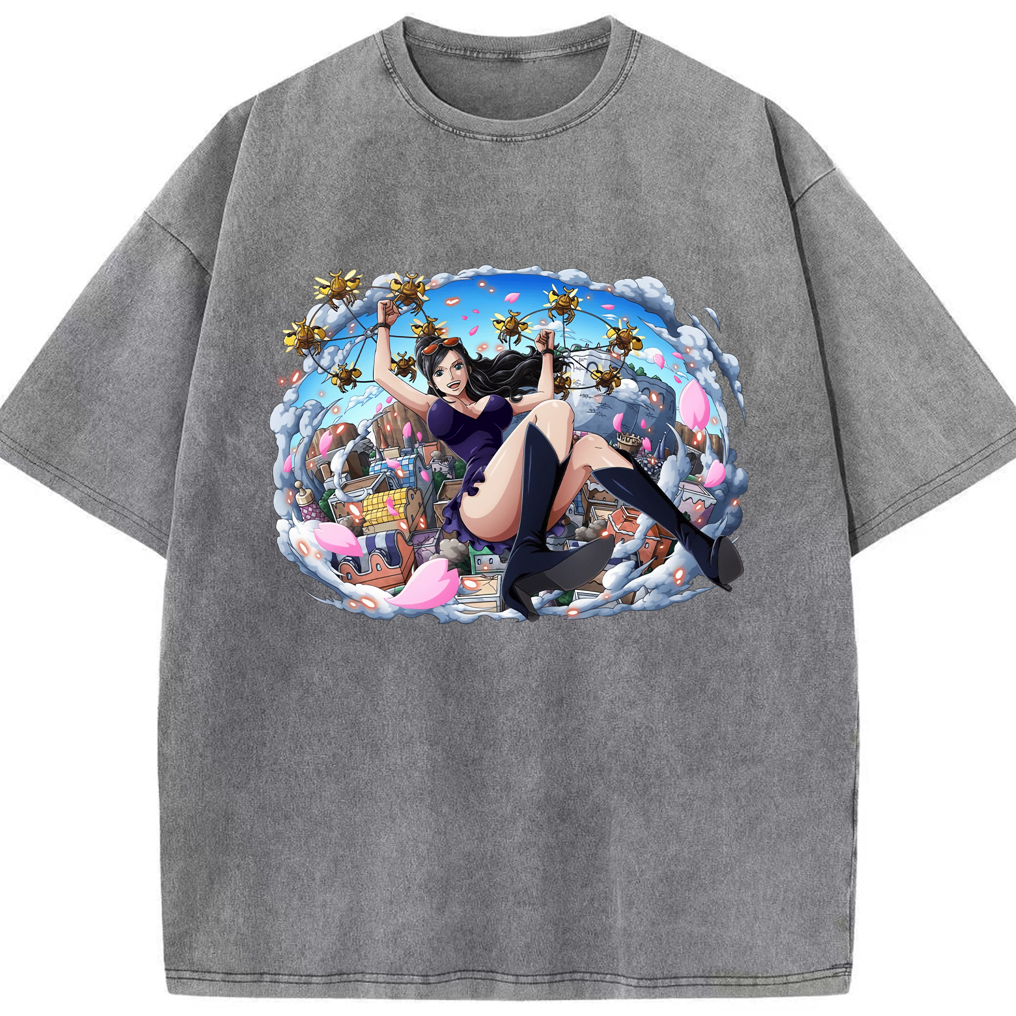 ワンピース ニコ・ロビン ONE PIECE Nico Robin 綿100% ヴィンテージ風 半袖Tシャツ（フロントプリント）