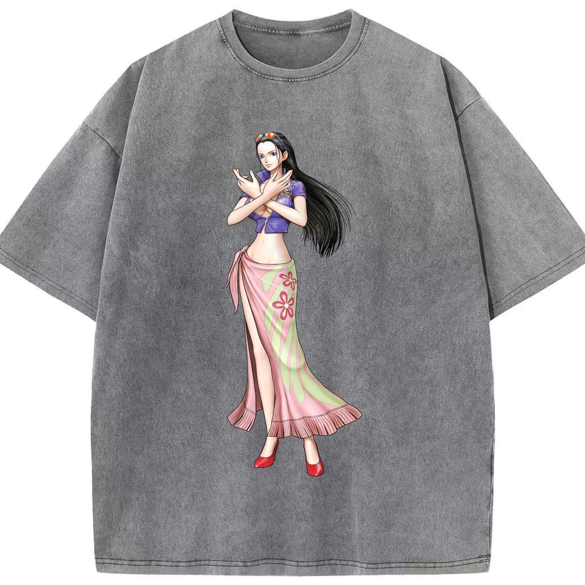 ワンピース ニコ・ロビン ONE PIECE Nico Robin 綿100% ヴィンテージ風 半袖Tシャツ（フロントプリント）