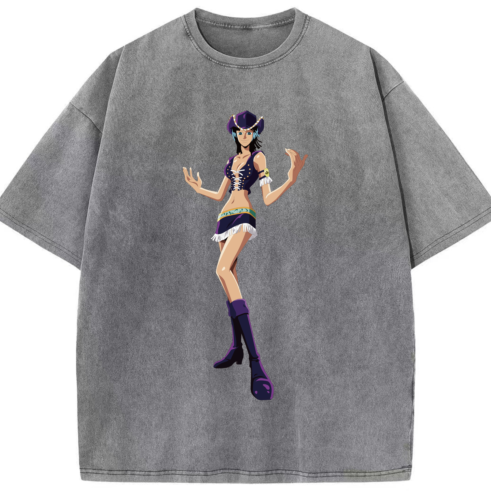 ワンピース ニコ・ロビン ONE PIECE Nico Robin 綿100% ヴィンテージ風 半袖Tシャツ（フロントプリント）