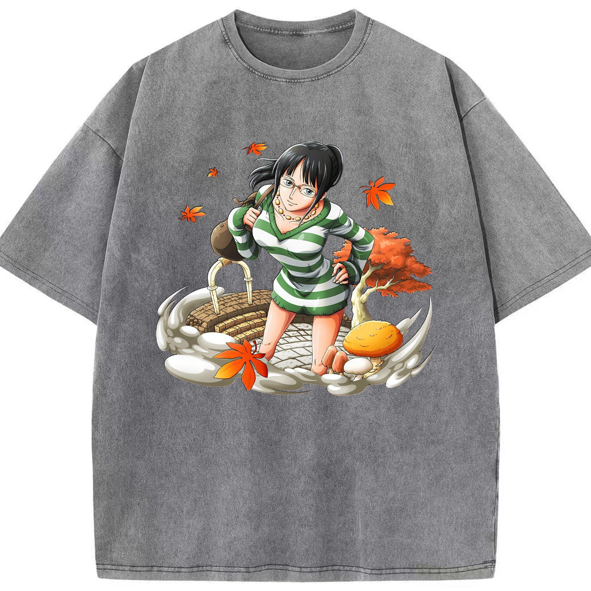 ワンピース ニコ・ロビン ONE PIECE Nico Robin 綿100% ヴィンテージ風 半袖Tシャツ（フロントプリント）