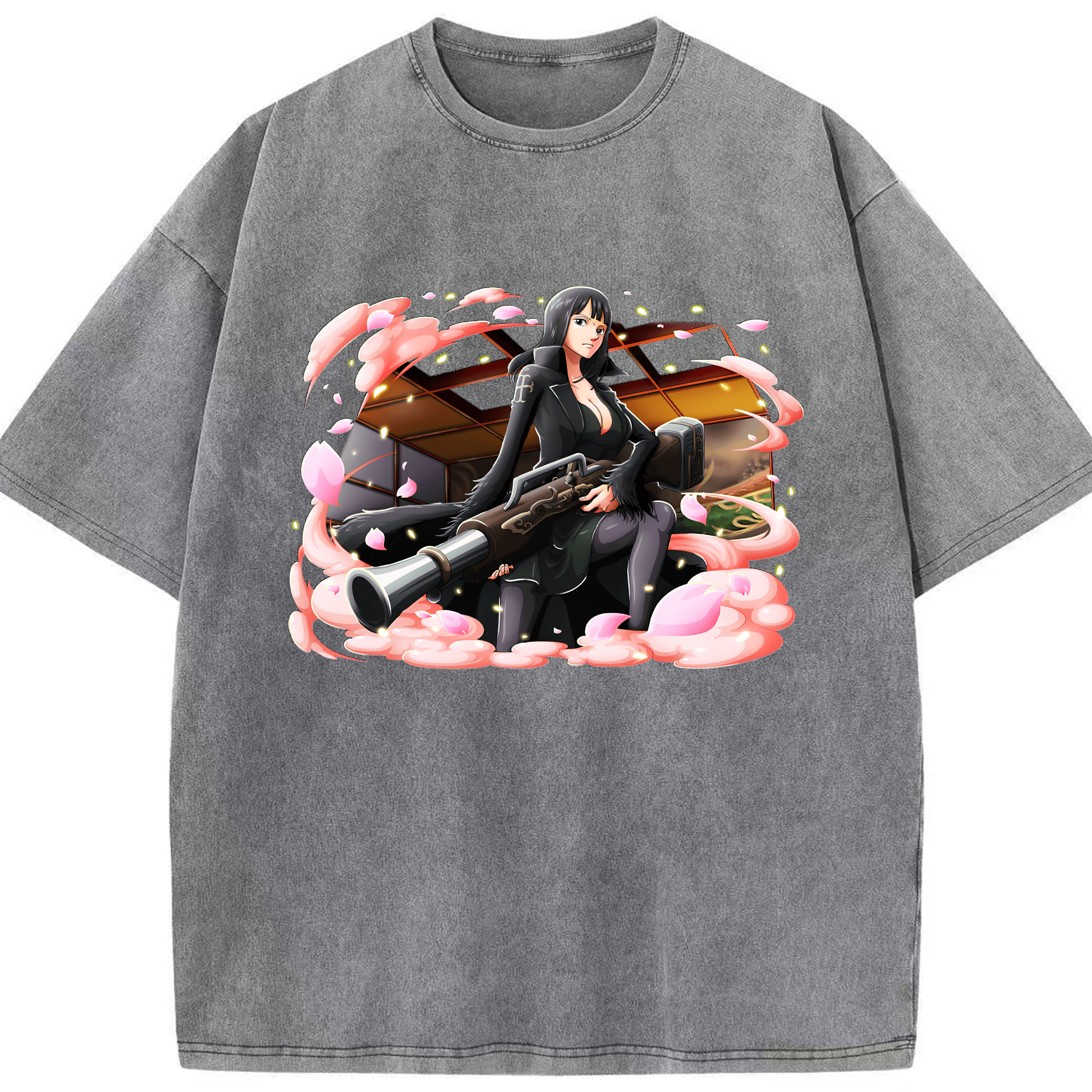 ワンピース ニコ・ロビン ONE PIECE Nico Robin 綿100% ヴィンテージ風 半袖Tシャツ（フロントプリント）