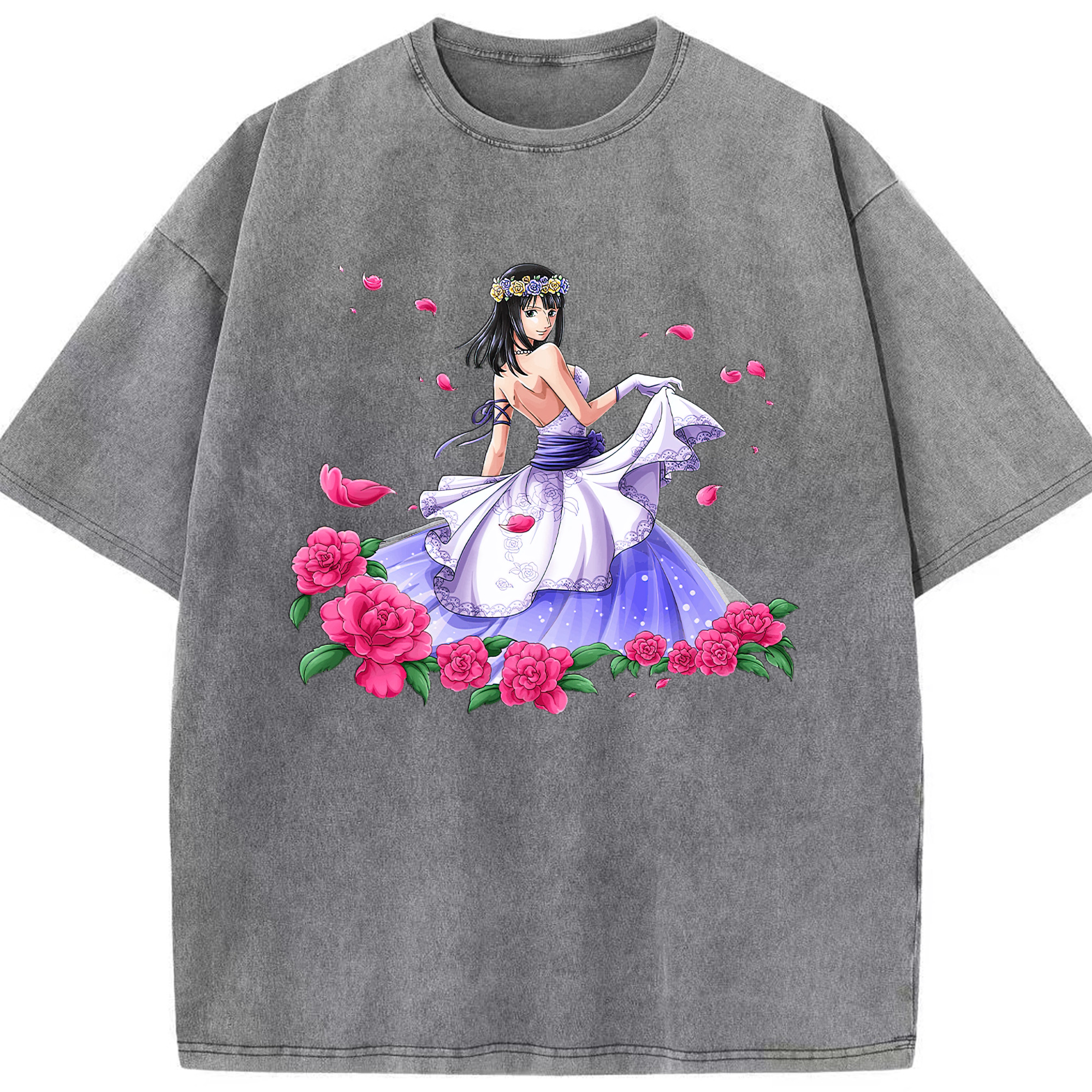 ワンピース ニコ・ロビン ONE PIECE Nico Robin 綿100% ヴィンテージ風 半袖Tシャツ（フロントプリント）