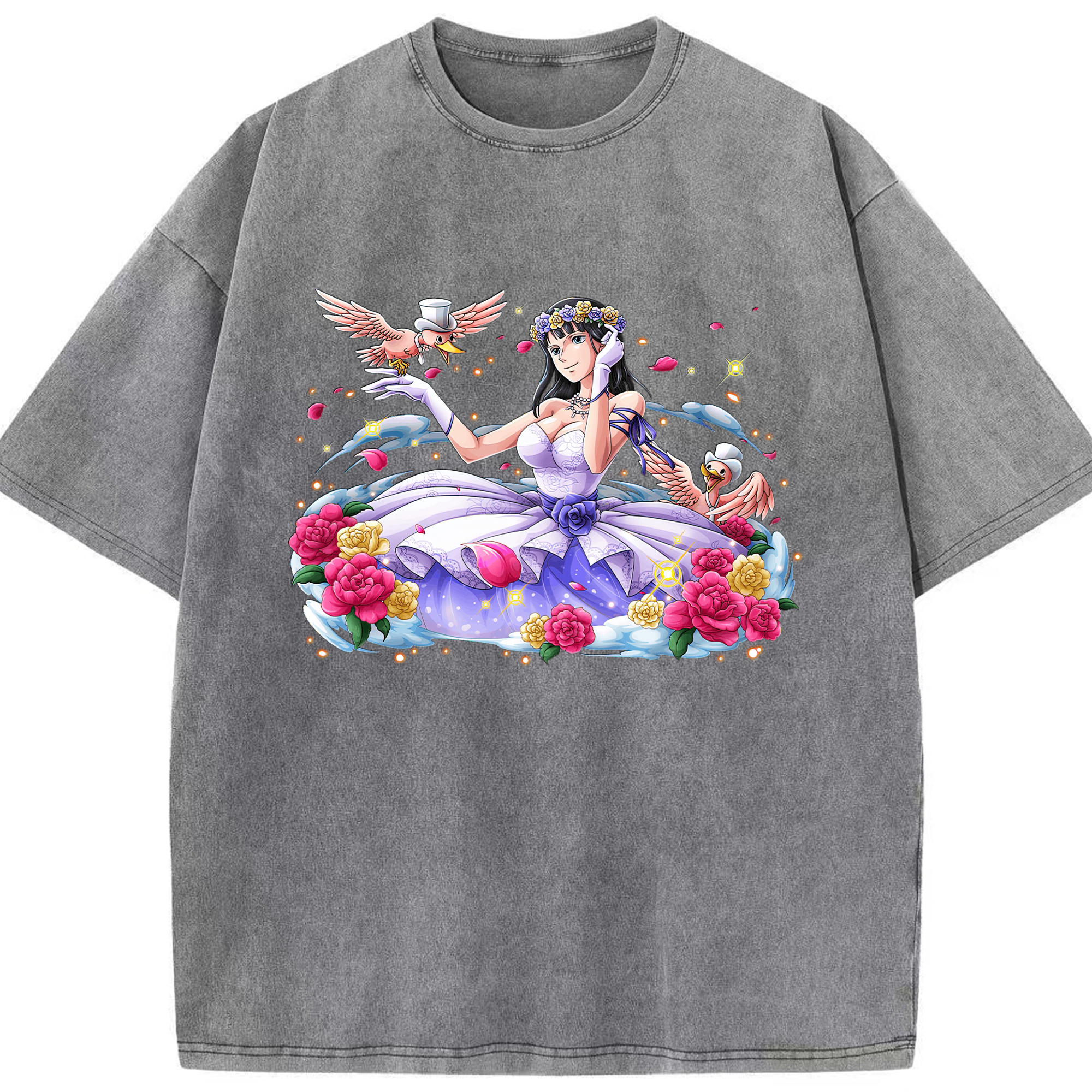 ワンピース ニコ・ロビン ONE PIECE Nico Robin 綿100% ヴィンテージ風 半袖Tシャツ（フロントプリント）