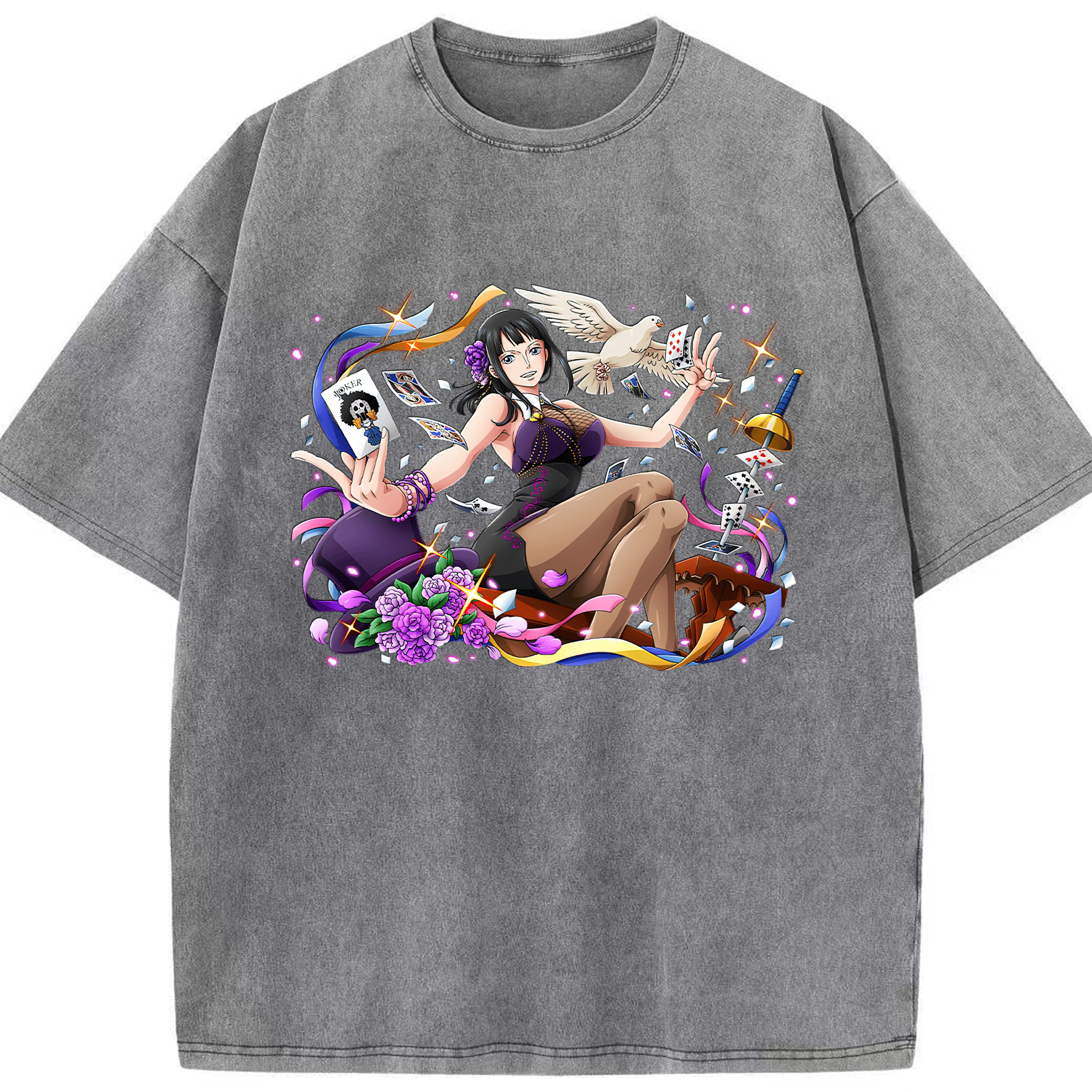 ワンピース ニコ・ロビン ONE PIECE Nico Robin 綿100% ヴィンテージ風 半袖Tシャツ（フロントプリント）