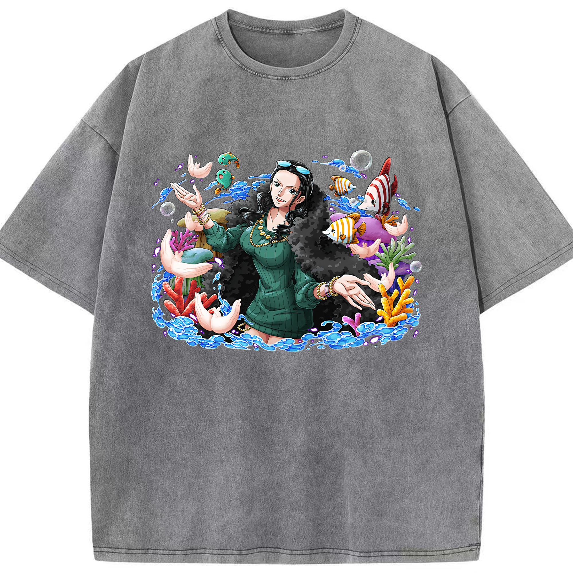 ワンピース ニコ・ロビン ONE PIECE Nico Robin 綿100% ヴィンテージ風 半袖Tシャツ（フロントプリント）
