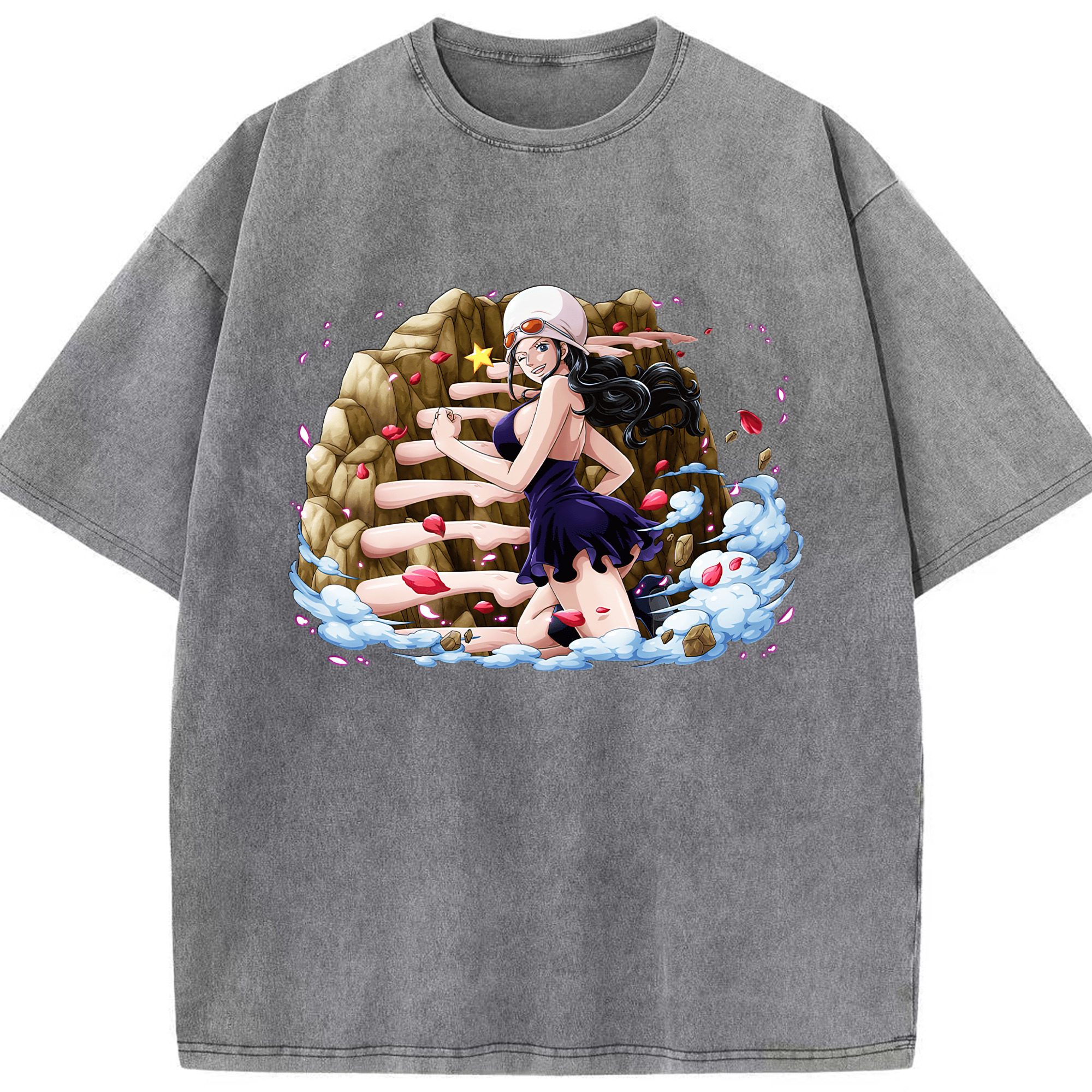 ワンピース ニコ・ロビン ONE PIECE Nico Robin 綿100% ヴィンテージ風 半袖Tシャツ（フロントプリント）