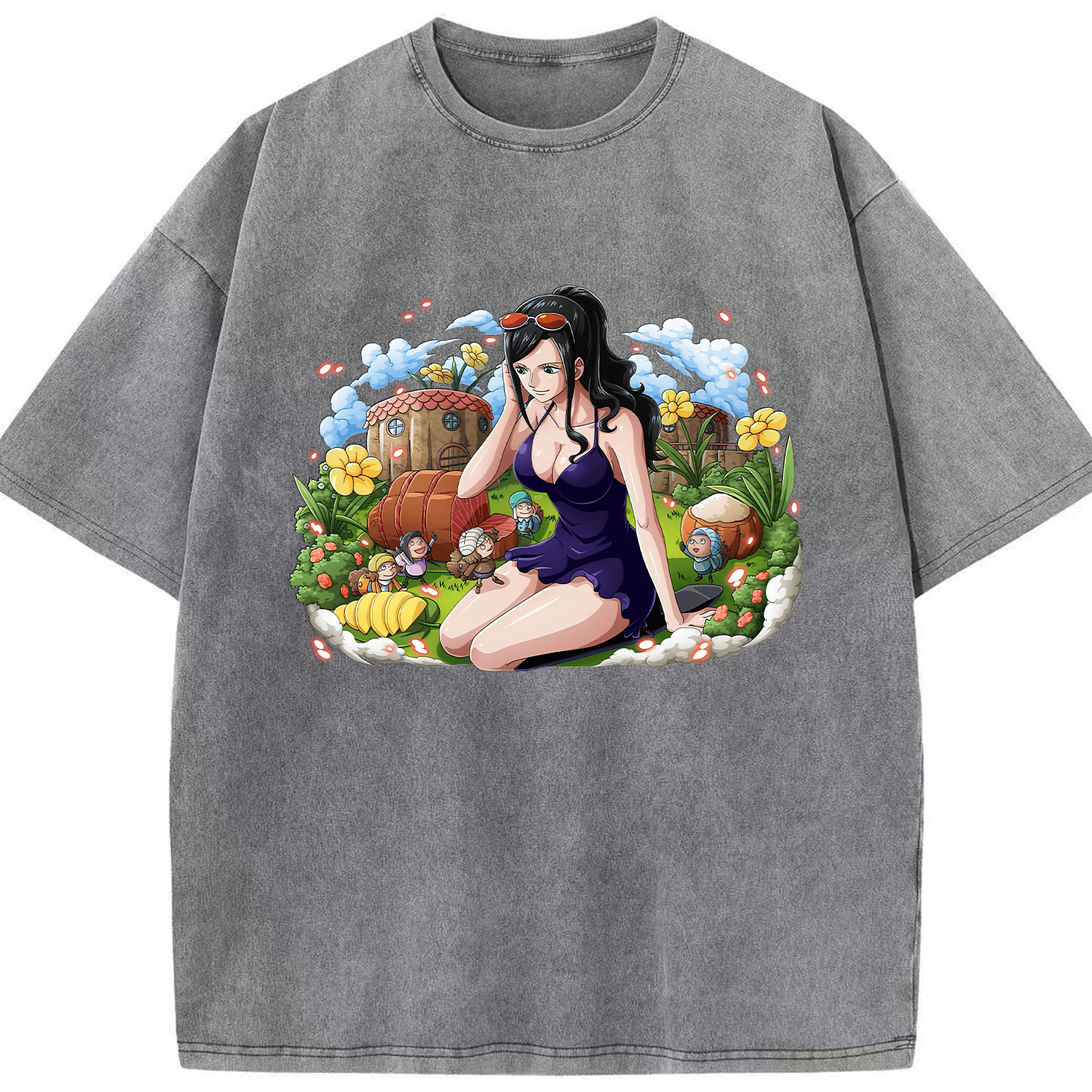 ワンピース ニコ・ロビン ONE PIECE Nico Robin 綿100% ヴィンテージ風 半袖Tシャツ（フロントプリント）