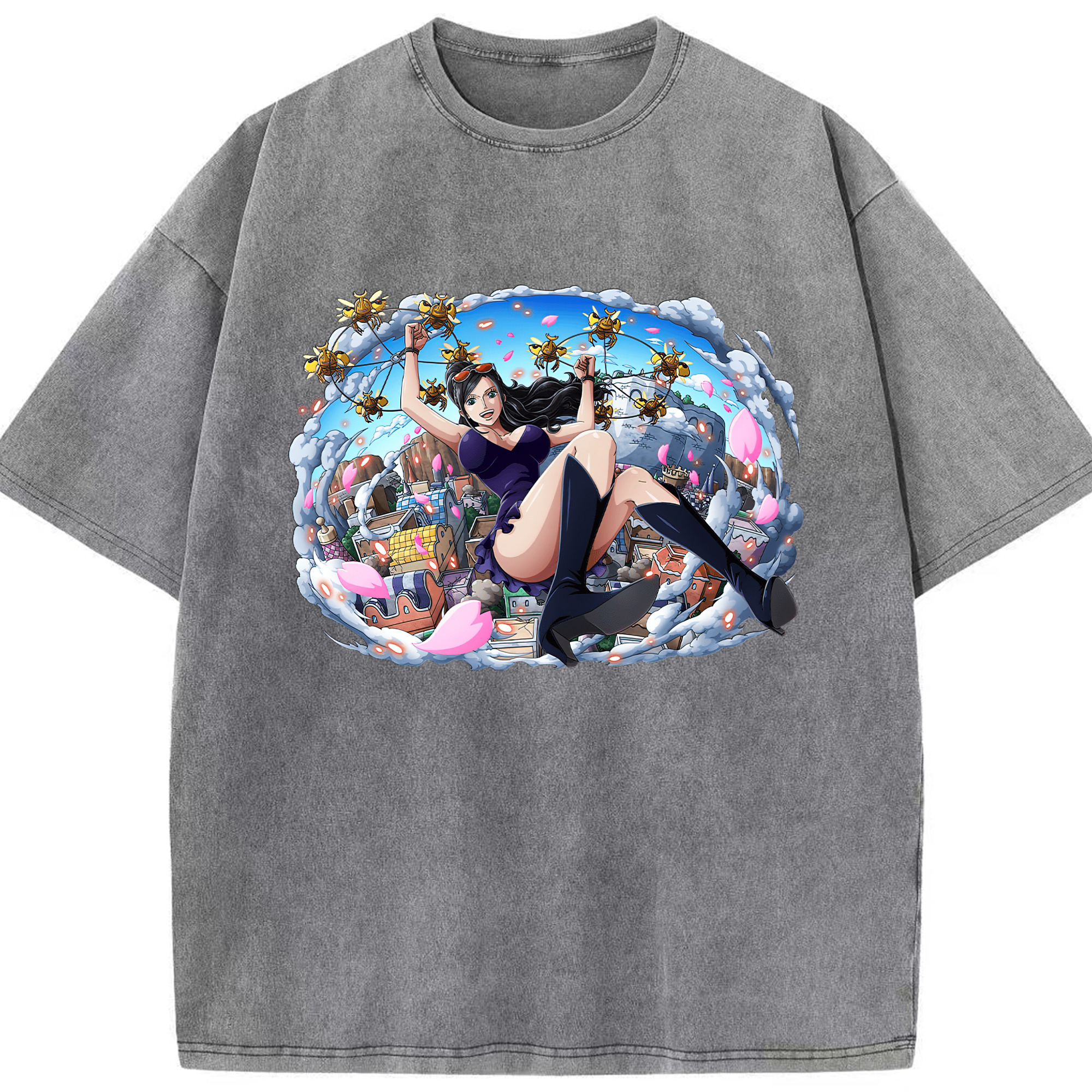 ワンピース ニコ・ロビン ONE PIECE Nico Robin 綿100% ヴィンテージ風 半袖Tシャツ（フロントプリント）