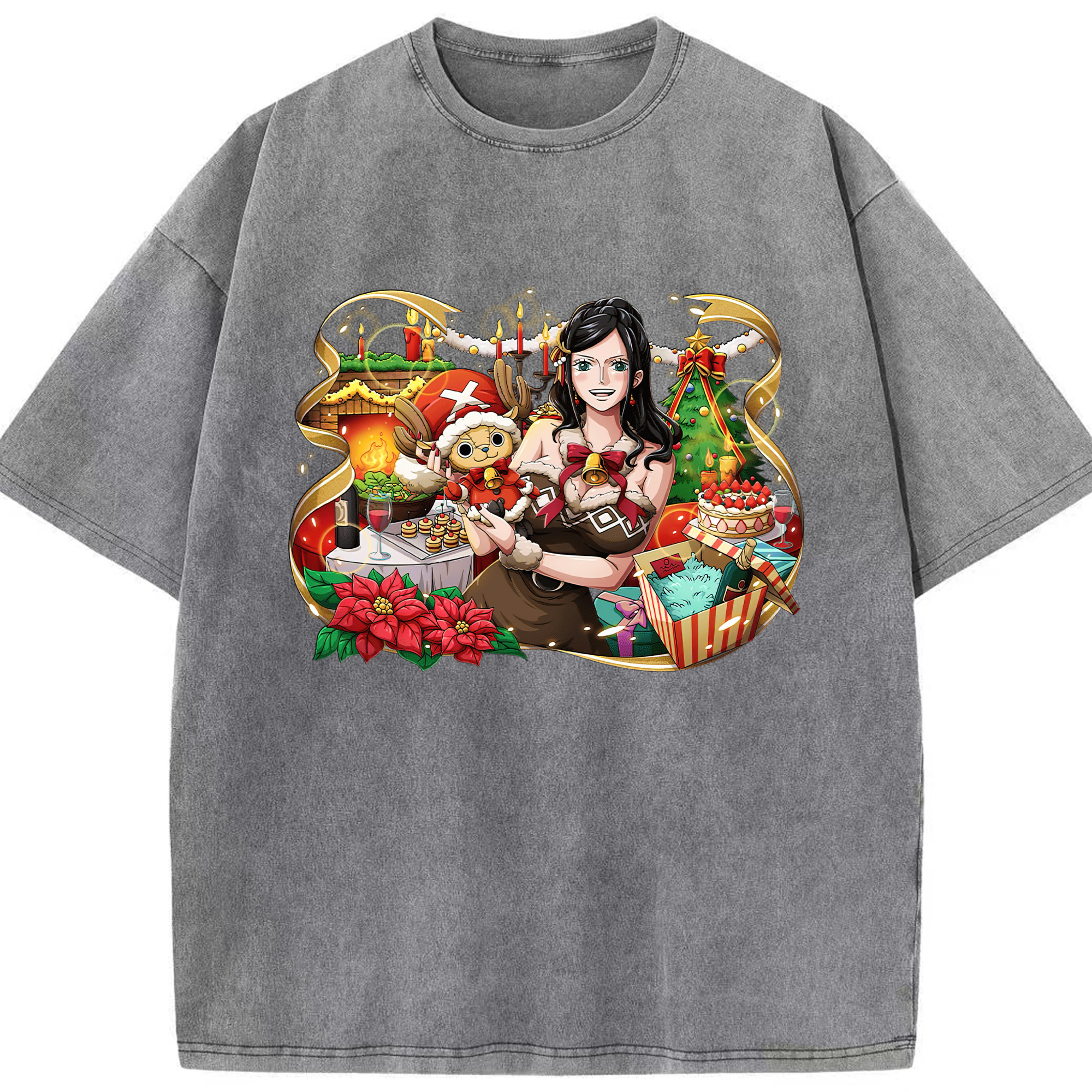 ワンピース ニコ・ロビン ONE PIECE Nico Robin 綿100% ヴィンテージ風 半袖Tシャツ（フロントプリント）