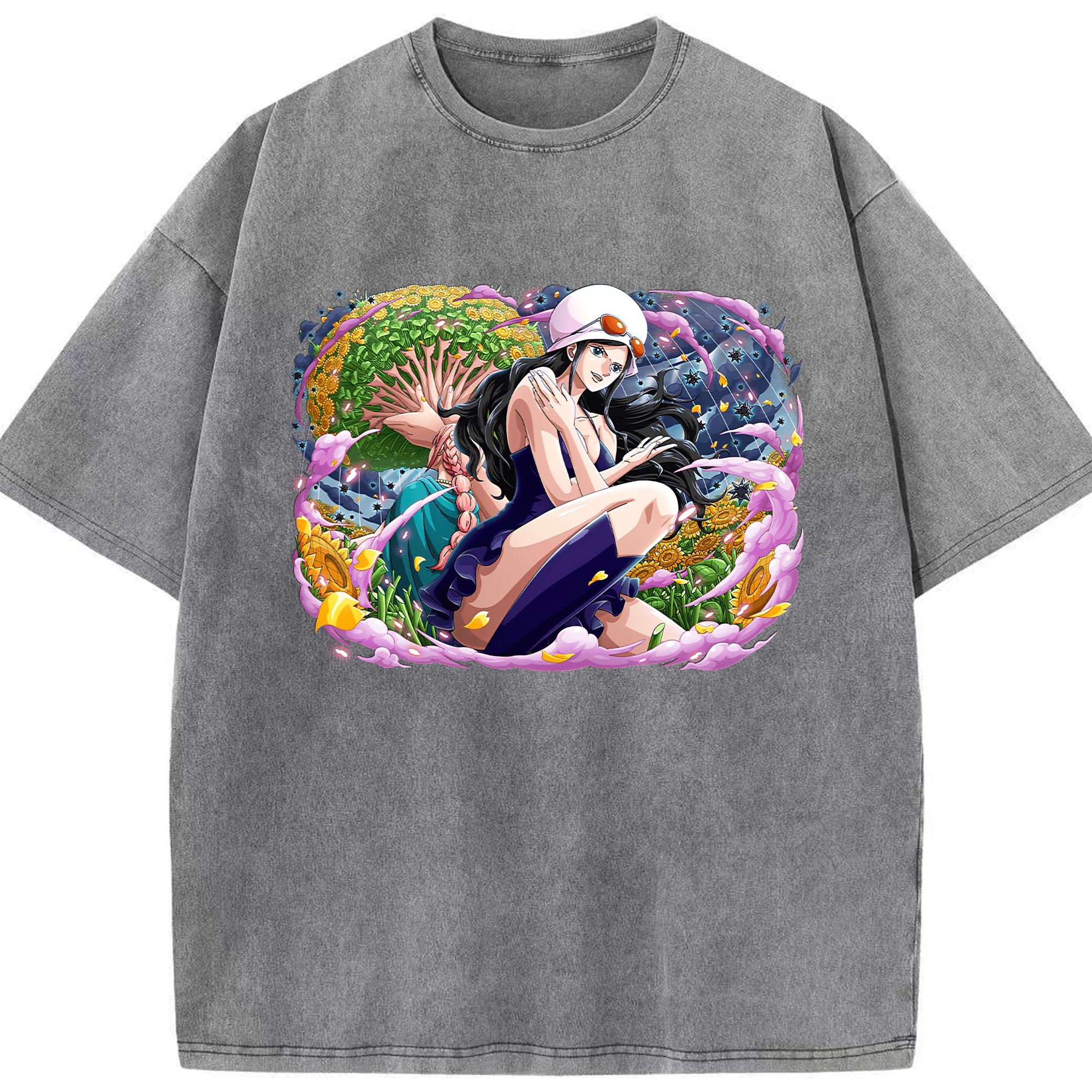 ワンピース ニコ・ロビン ONE PIECE Nico Robin 綿100% ヴィンテージ風 半袖Tシャツ（フロントプリント）