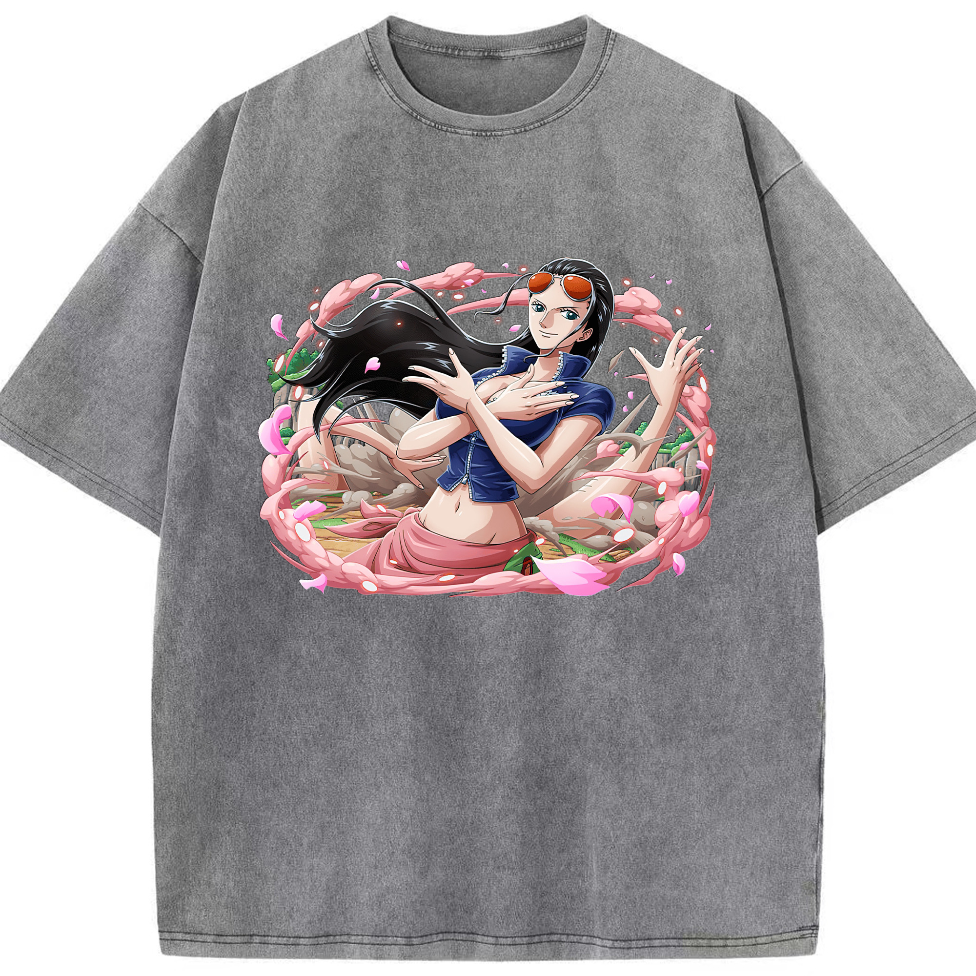 ワンピース ニコ・ロビン ONE PIECE Nico Robin 綿100% ヴィンテージ風 半袖Tシャツ（フロントプリント）