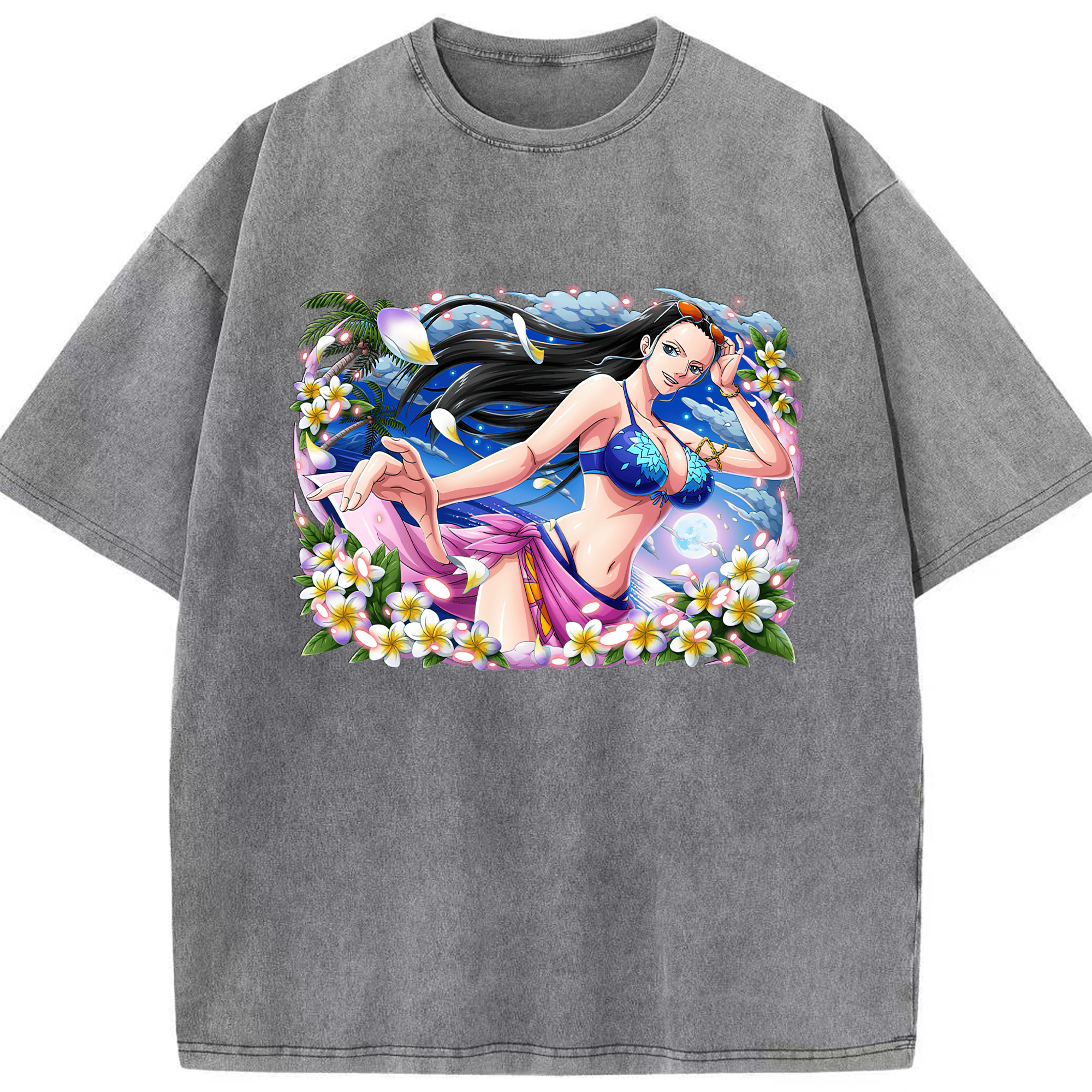 ワンピース ニコ・ロビン ONE PIECE Nico Robin 綿100% ヴィンテージ風 半袖Tシャツ（フロントプリント）