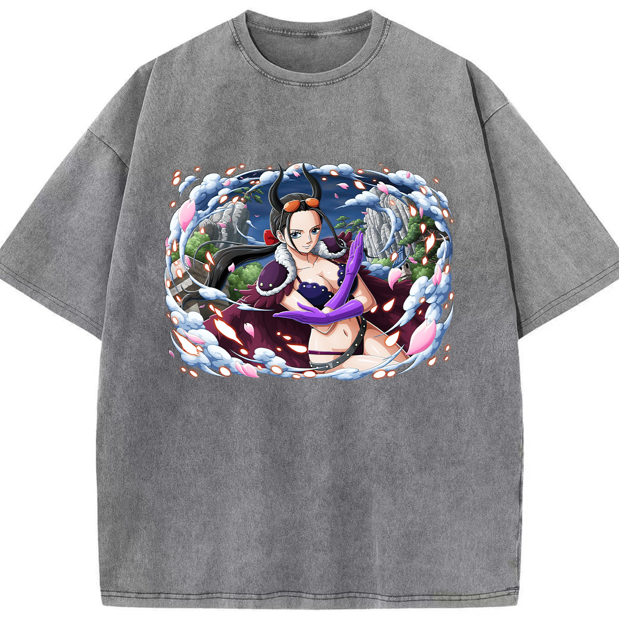 ワンピース ニコ・ロビン ONE PIECE Nico Robin 綿100% ヴィンテージ風 半袖Tシャツ（フロントプリント）