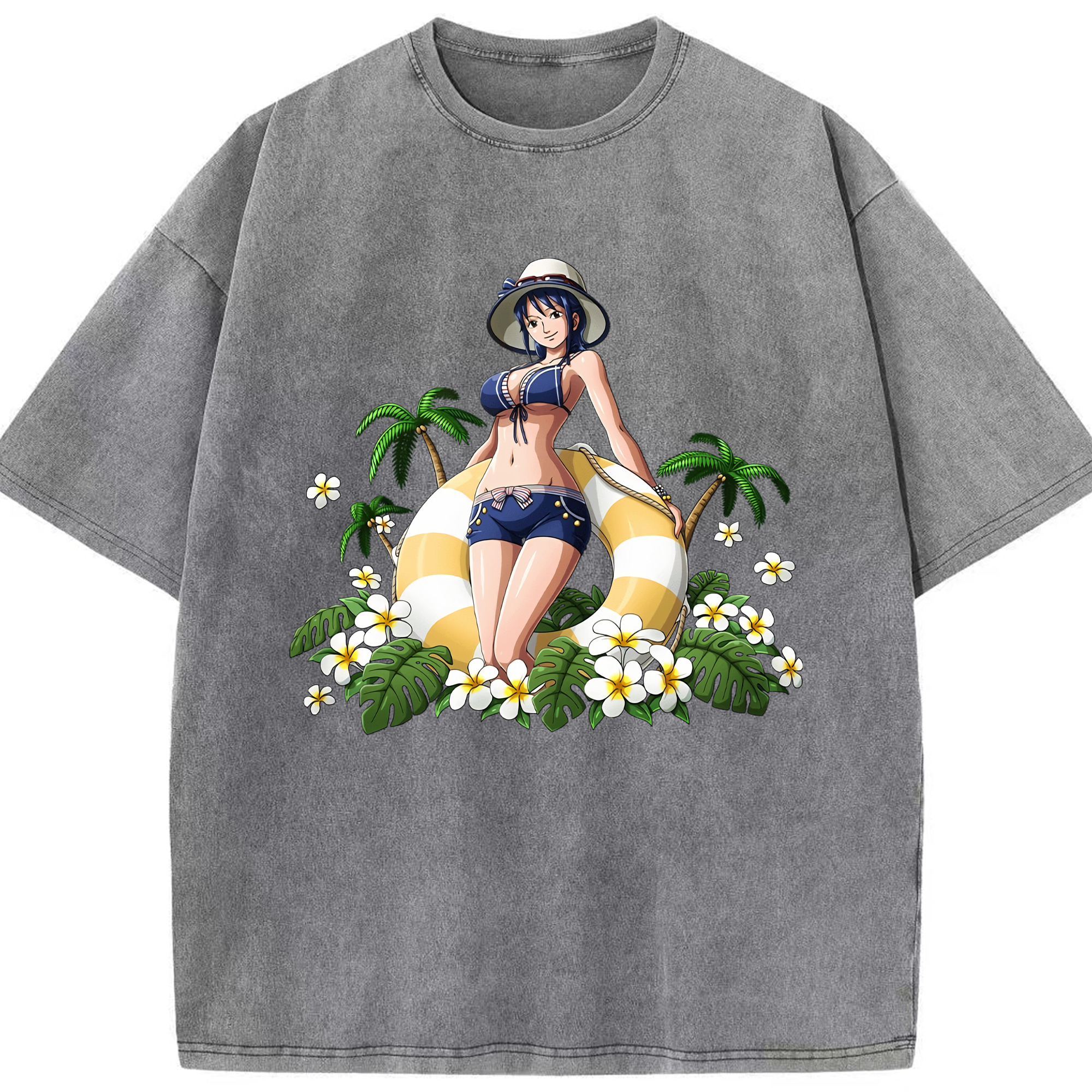 ワンピース ニコ・ロビン ONE PIECE Nico Robin 綿100% ヴィンテージ風 半袖Tシャツ（フロントプリント）