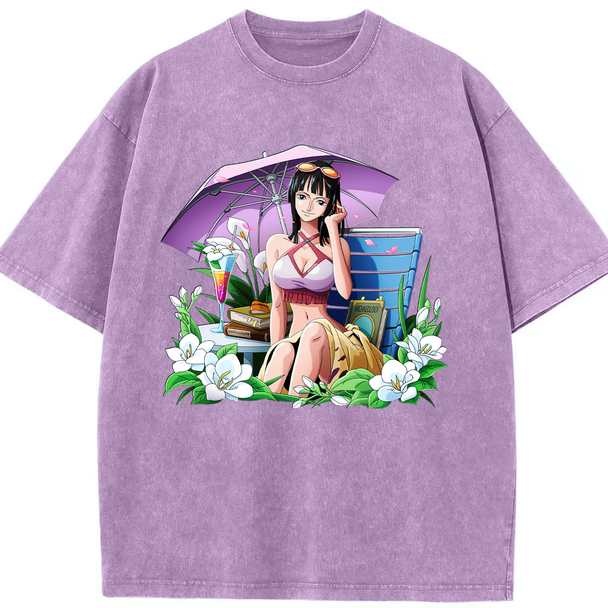 ワンピース ニコ・ロビン ONE PIECE Nico Robin 綿100% ヴィンテージ風 半袖Tシャツ（フロントプリント）