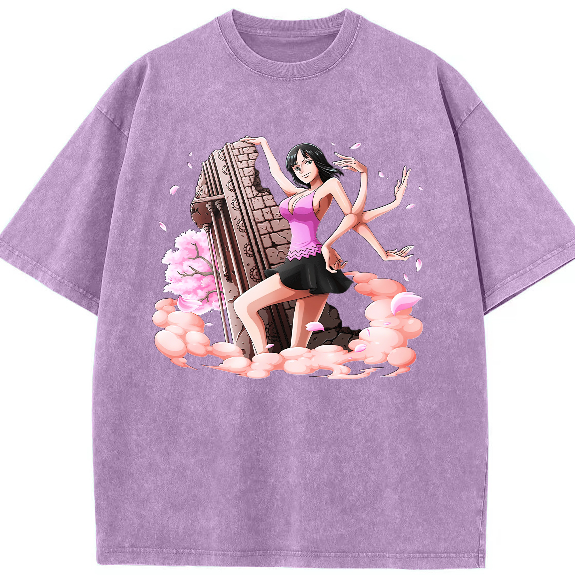 ワンピース ニコ・ロビン ONE PIECE Nico Robin 綿100% ヴィンテージ風 半袖Tシャツ（フロントプリント）