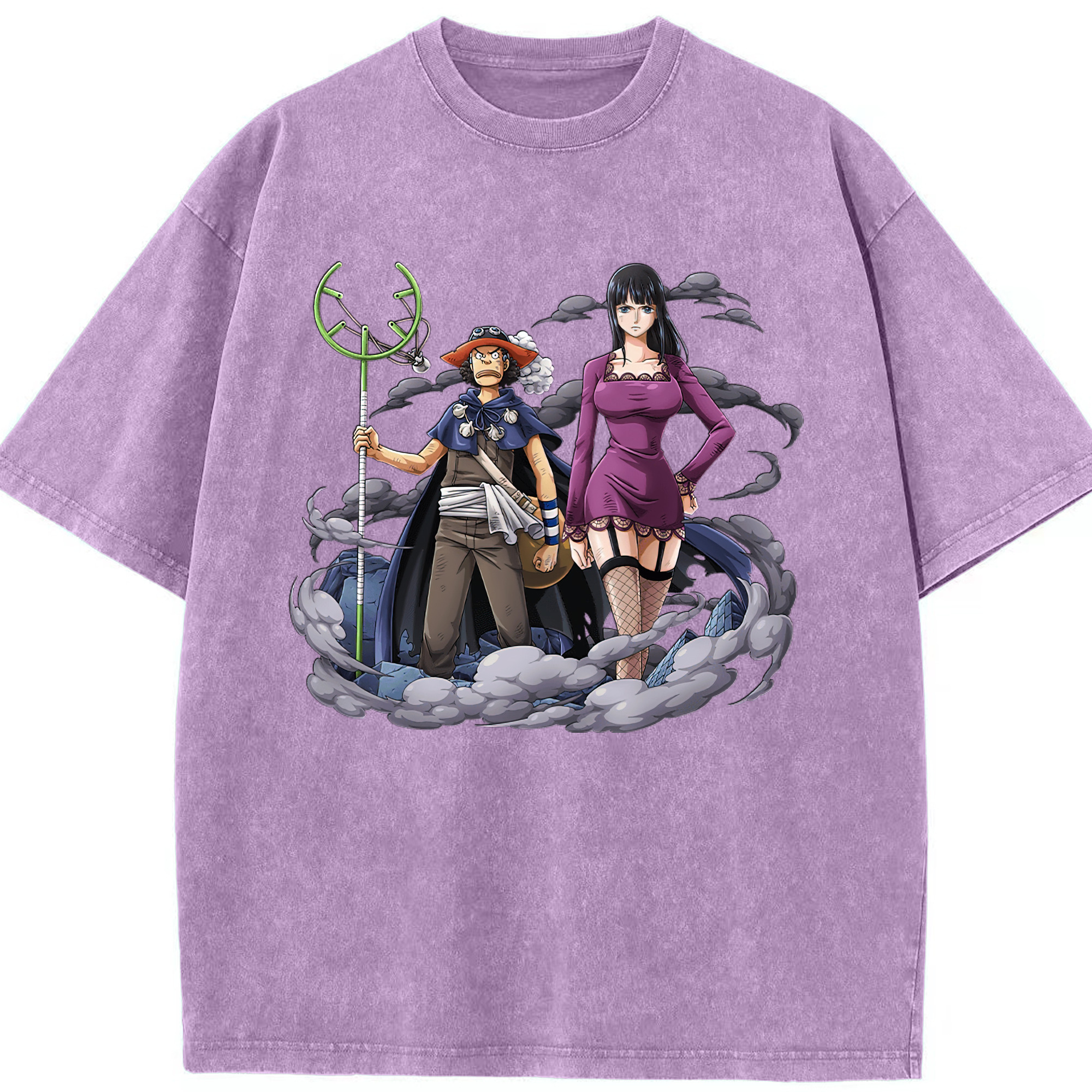 ワンピース ニコ・ロビン ONE PIECE Nico Robin 綿100% ヴィンテージ風 半袖Tシャツ（フロントプリント）