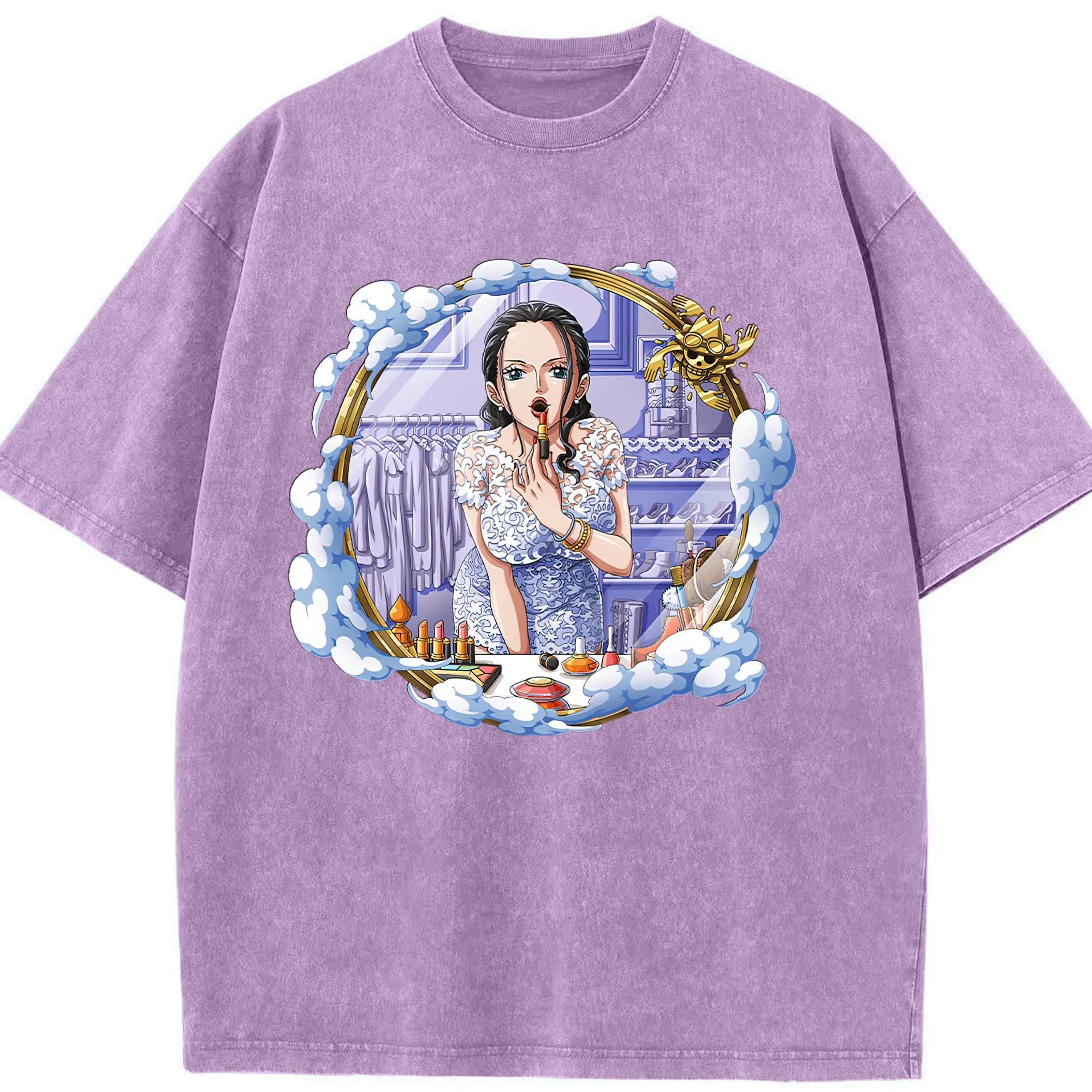 ワンピース ニコ・ロビン ONE PIECE Nico Robin 綿100% ヴィンテージ風 半袖Tシャツ（フロントプリント）