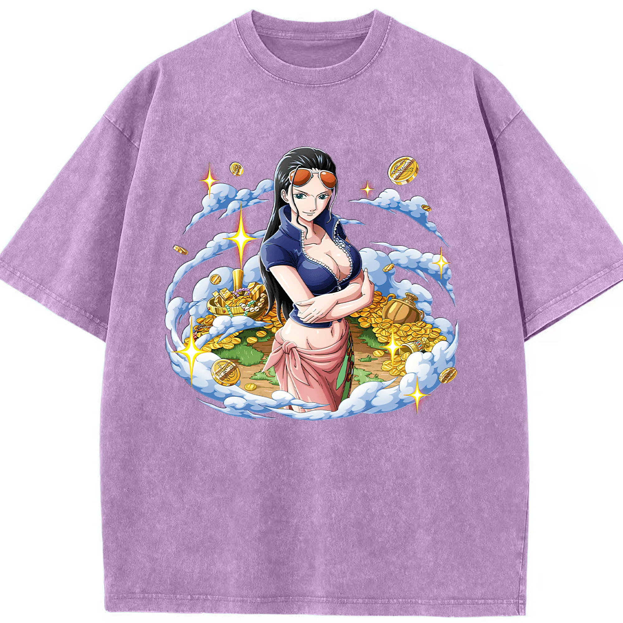 ワンピース ニコ・ロビン ONE PIECE Nico Robin 綿100% ヴィンテージ風 半袖Tシャツ（フロントプリント）