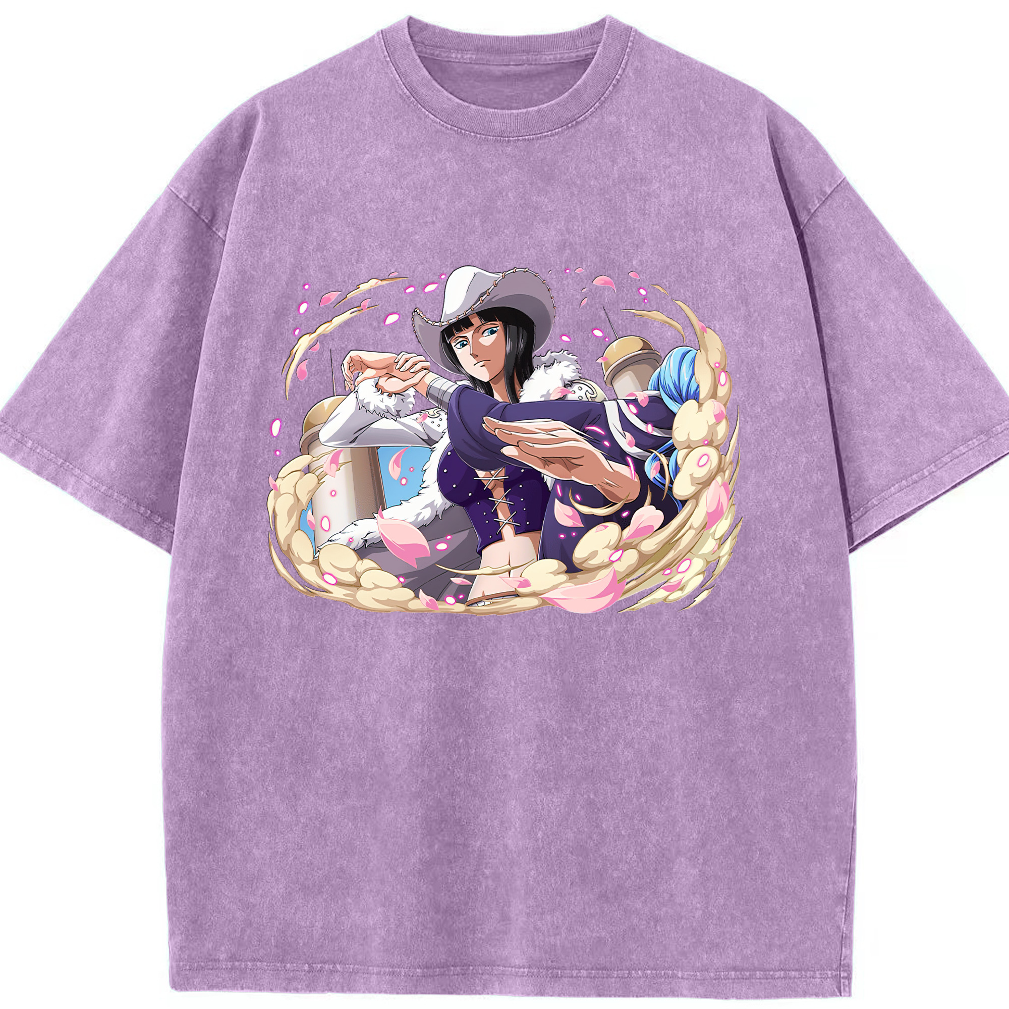 ワンピース ニコ・ロビン ONE PIECE Nico Robin 綿100% ヴィンテージ風 半袖Tシャツ（フロントプリント）