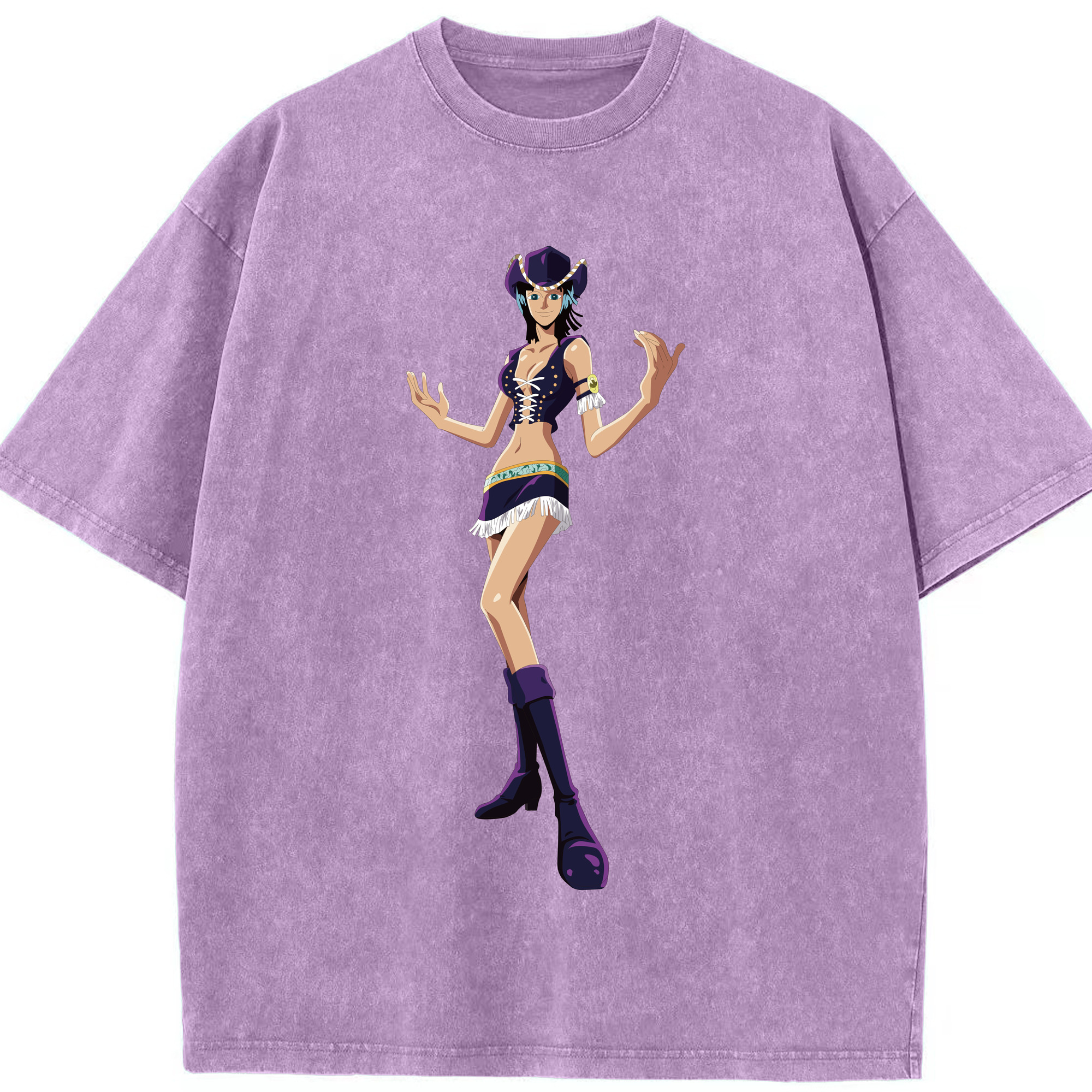 ワンピース ニコ・ロビン ONE PIECE Nico Robin 綿100% ヴィンテージ風 半袖Tシャツ（フロントプリント）