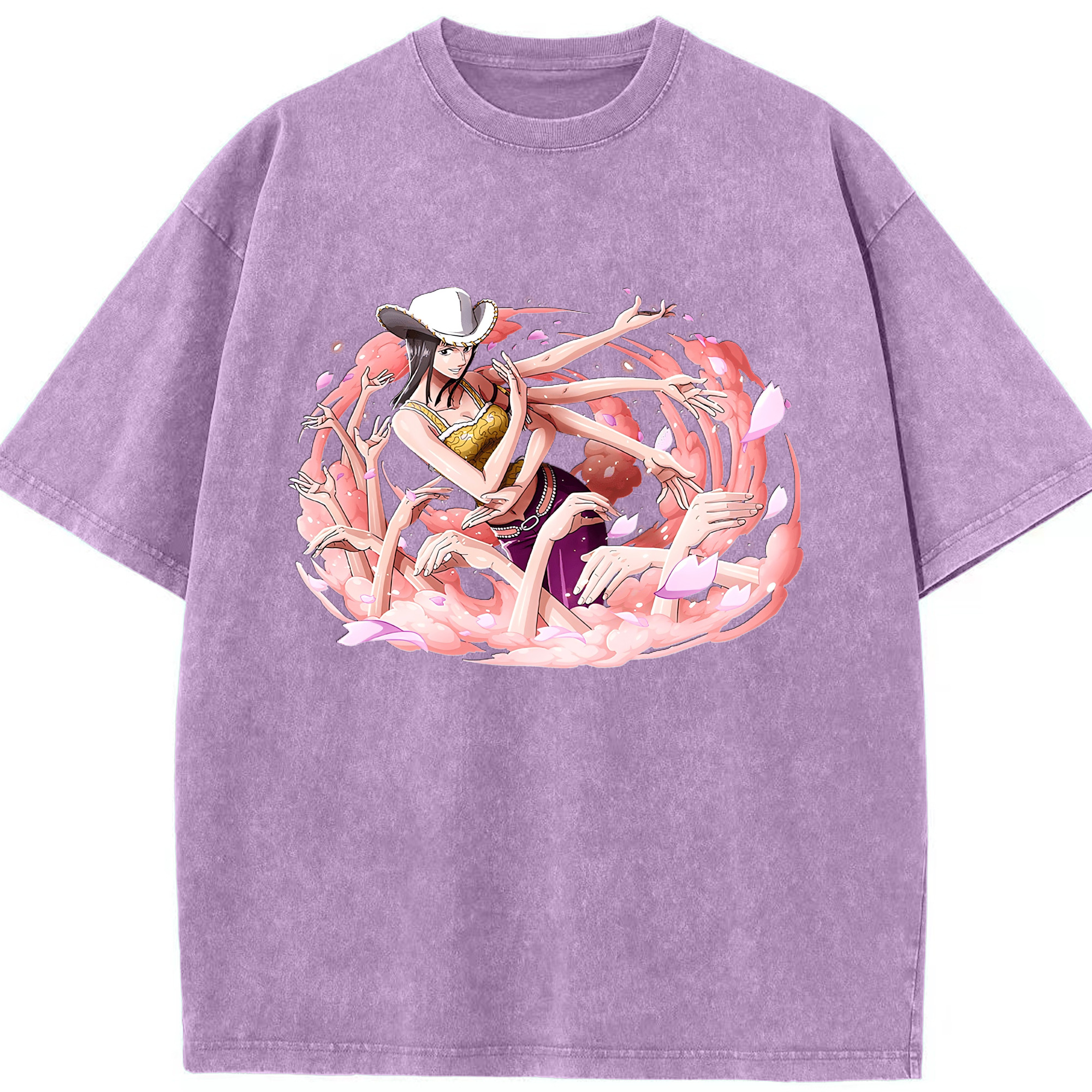 ワンピース ニコ・ロビン ONE PIECE Nico Robin 綿100% ヴィンテージ風 半袖Tシャツ（フロントプリント）