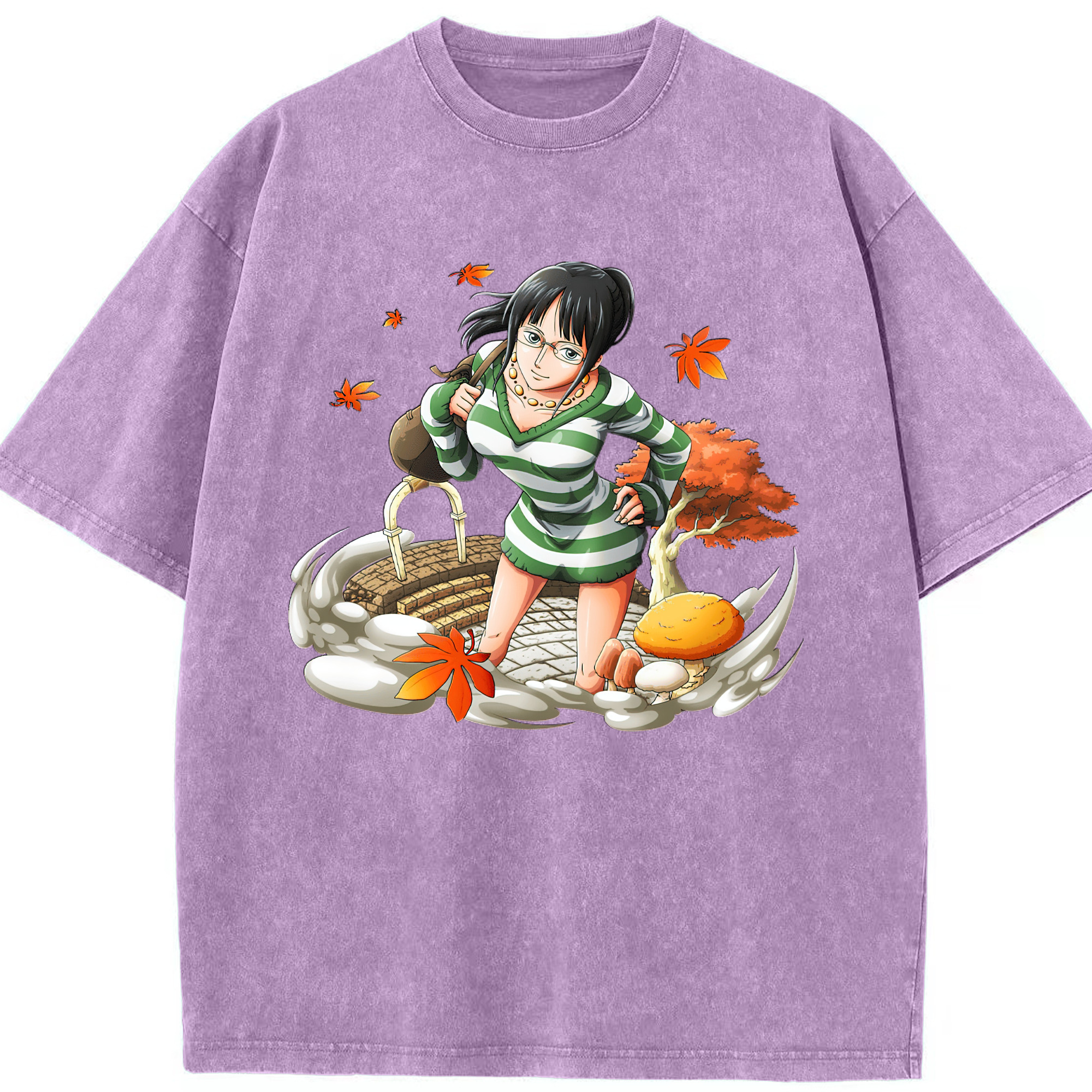 ワンピース ニコ・ロビン ONE PIECE Nico Robin 綿100% ヴィンテージ風 半袖Tシャツ（フロントプリント）