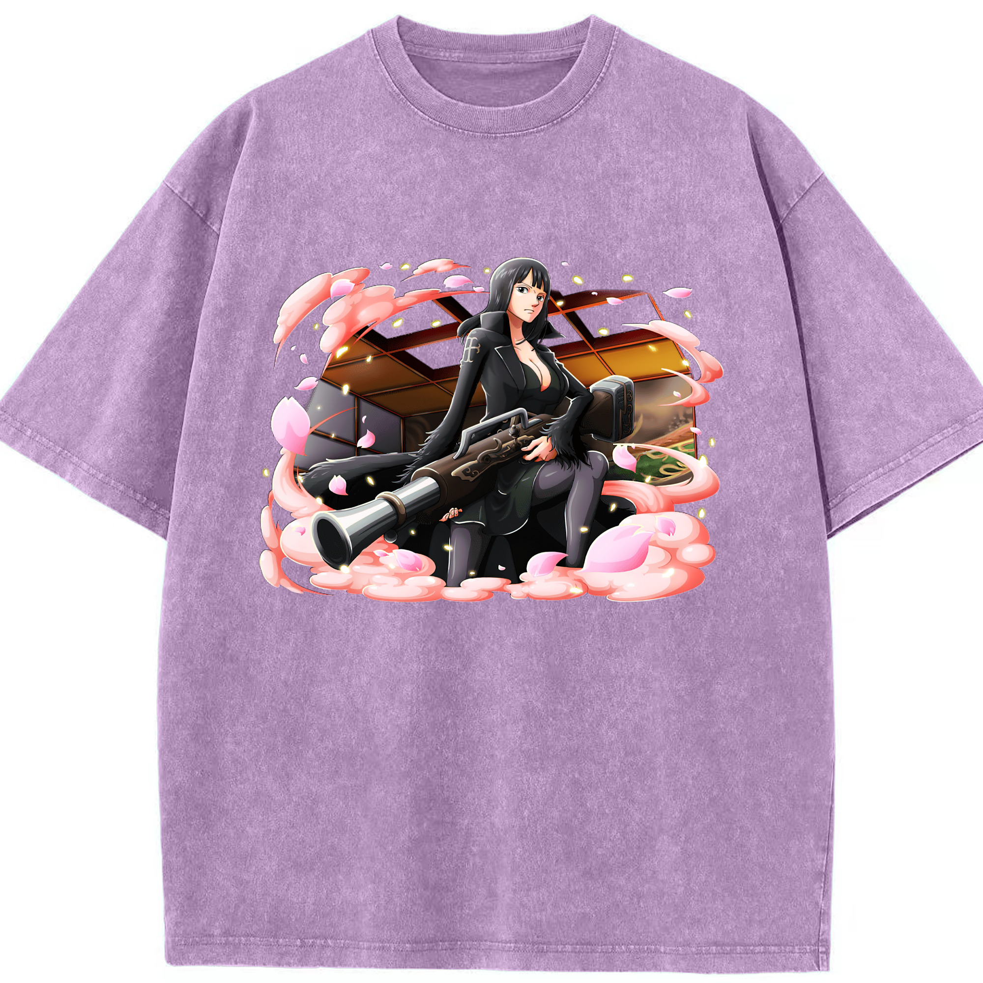 ワンピース ニコ・ロビン ONE PIECE Nico Robin 綿100% ヴィンテージ風 半袖Tシャツ（フロントプリント）