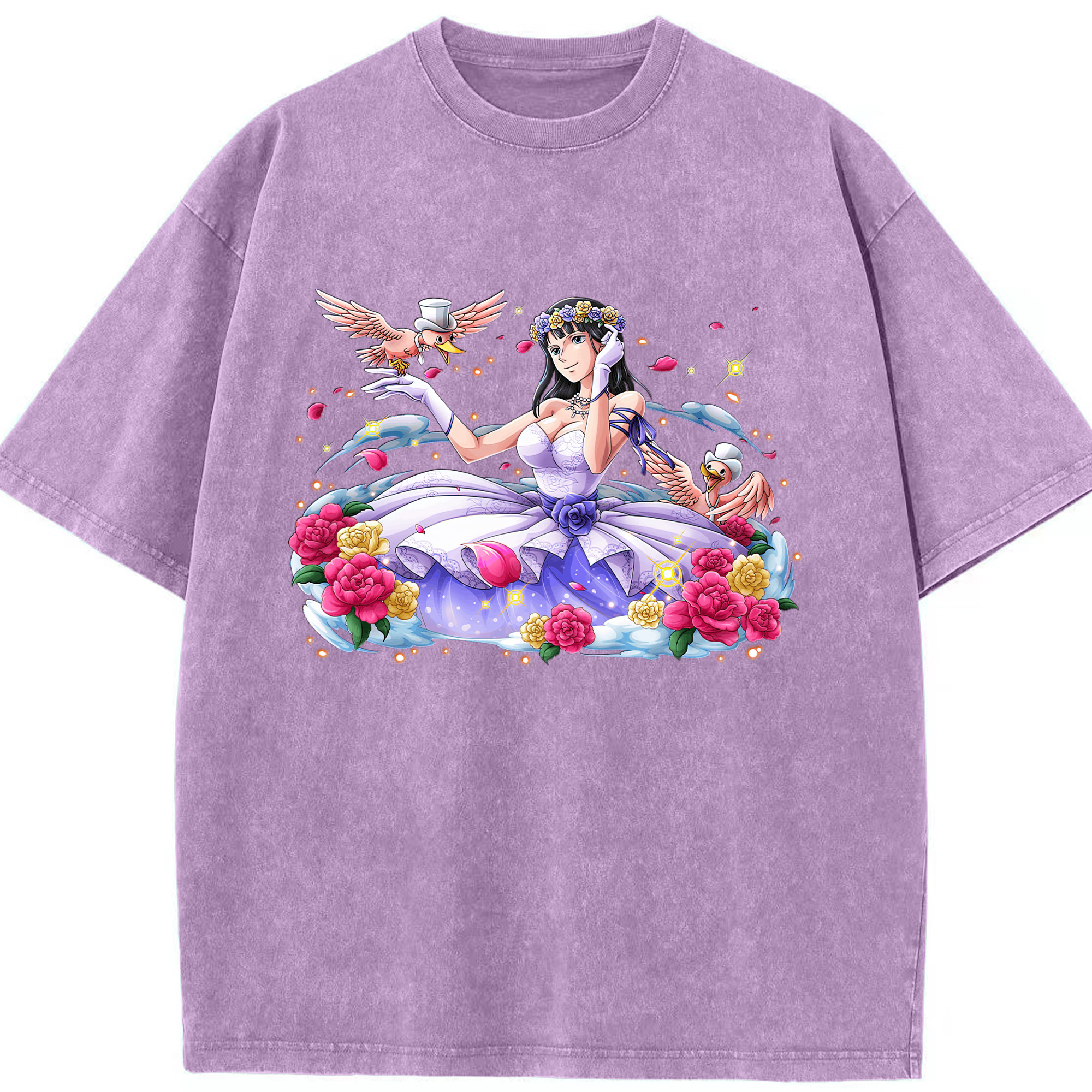 ワンピース ニコ・ロビン ONE PIECE Nico Robin 綿100% ヴィンテージ風 半袖Tシャツ（フロントプリント）