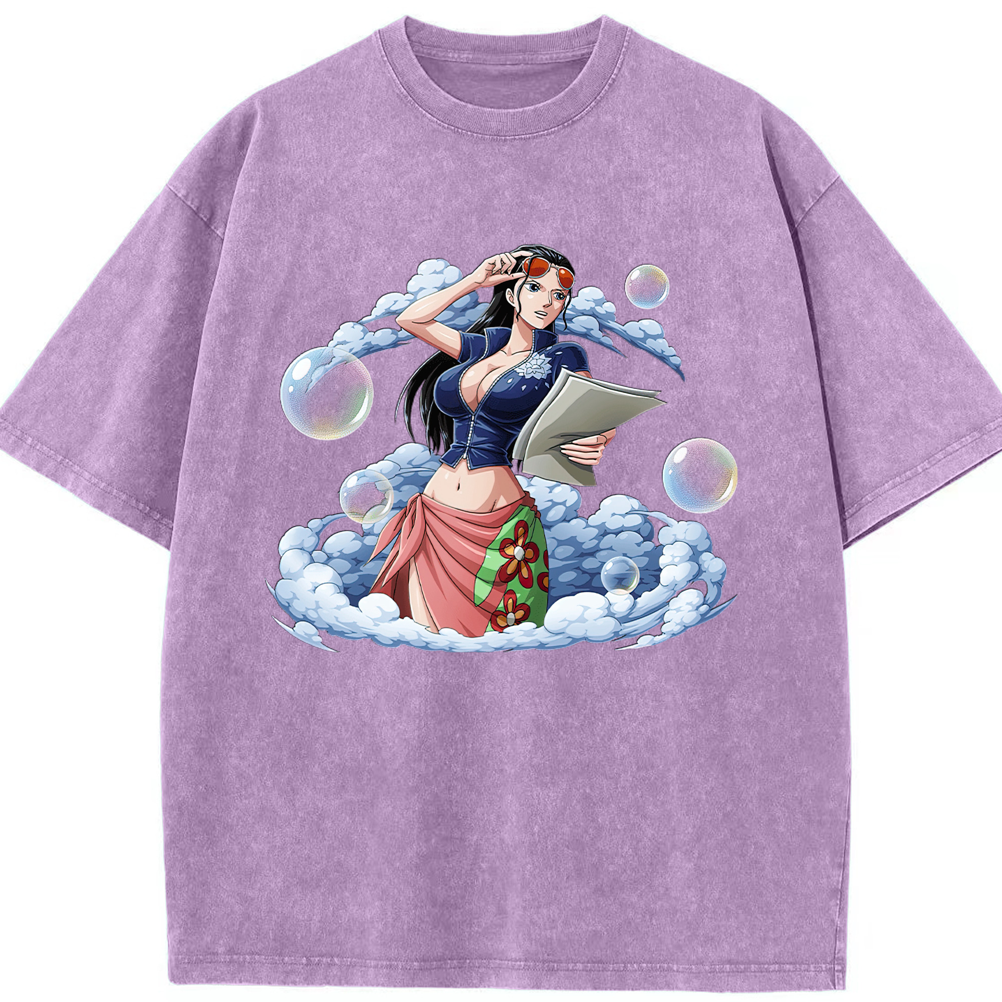 ワンピース ニコ・ロビン ONE PIECE Nico Robin 綿100% ヴィンテージ風 半袖Tシャツ（フロントプリント）