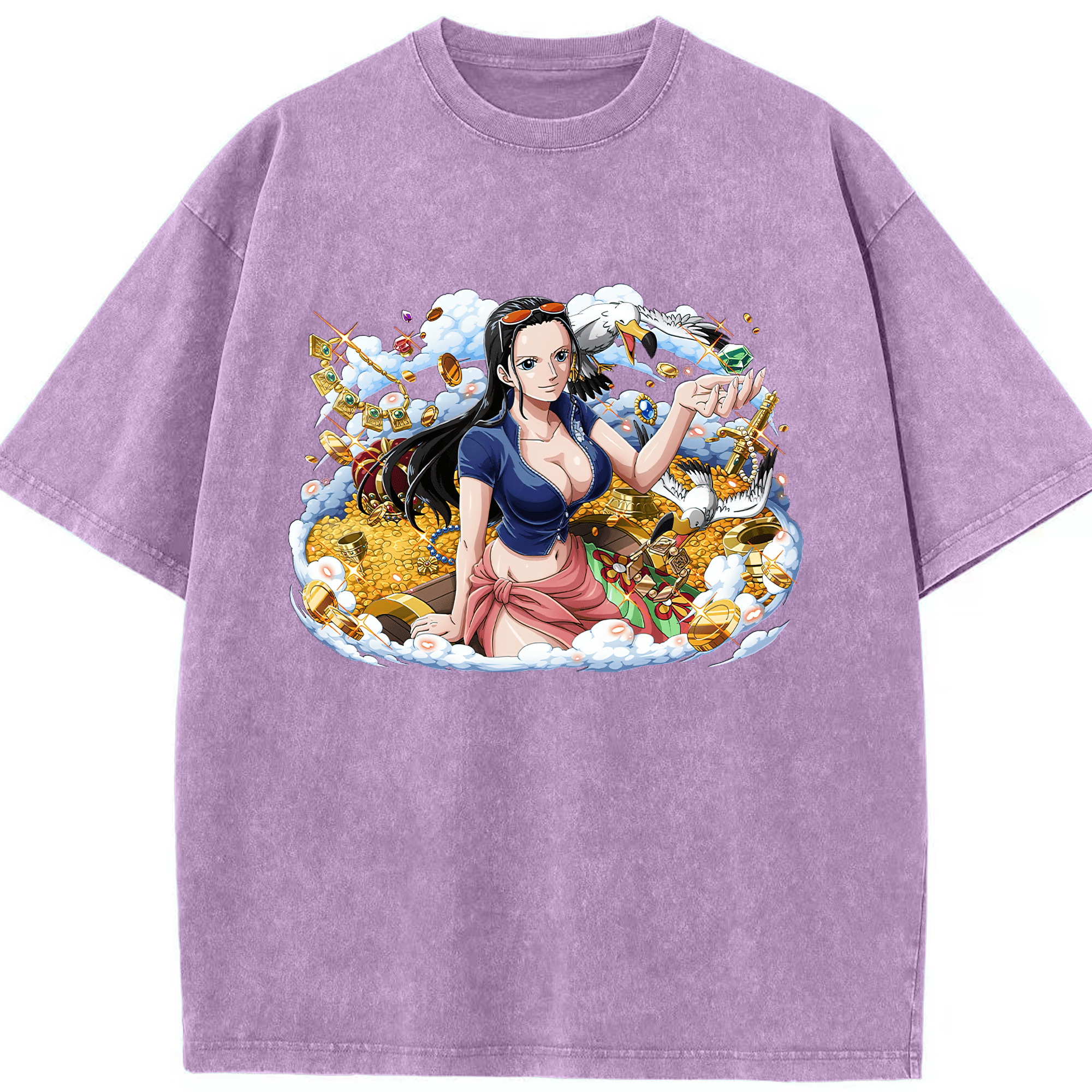 ワンピース ニコ・ロビン ONE PIECE Nico Robin 綿100% ヴィンテージ風 半袖Tシャツ（フロントプリント）