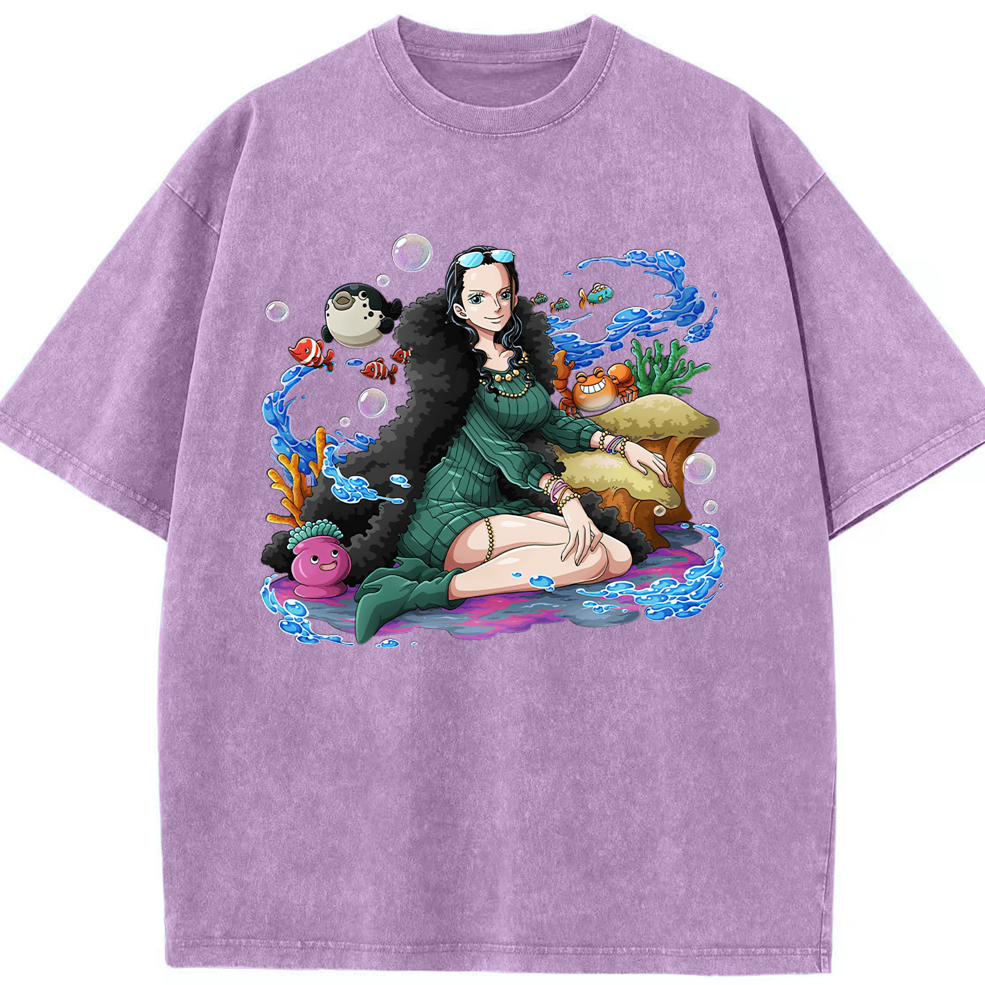 ワンピース ニコ・ロビン ONE PIECE Nico Robin 綿100% ヴィンテージ風 半袖Tシャツ（フロントプリント）
