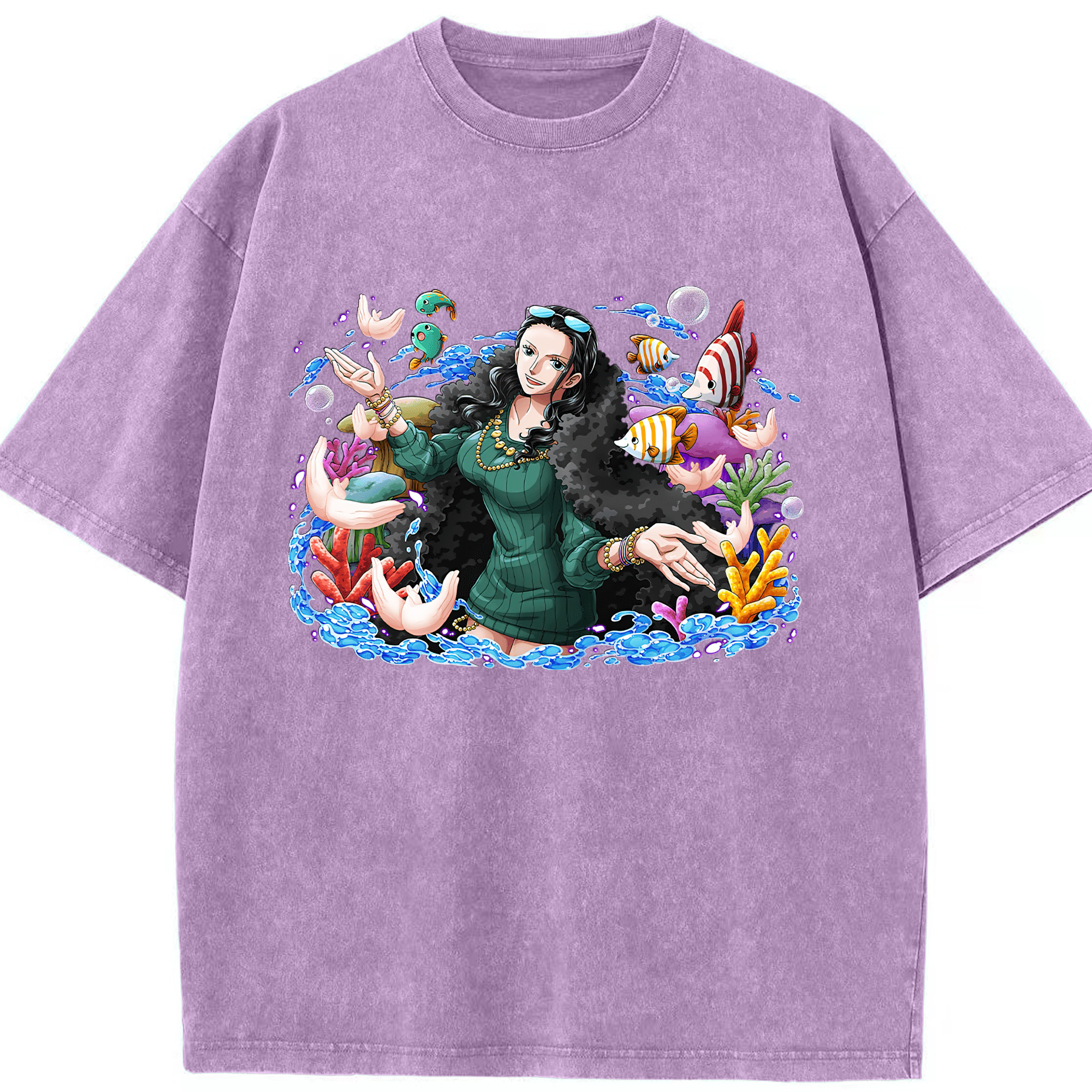 ワンピース ニコ・ロビン ONE PIECE Nico Robin 綿100% ヴィンテージ風 半袖Tシャツ（フロントプリント）