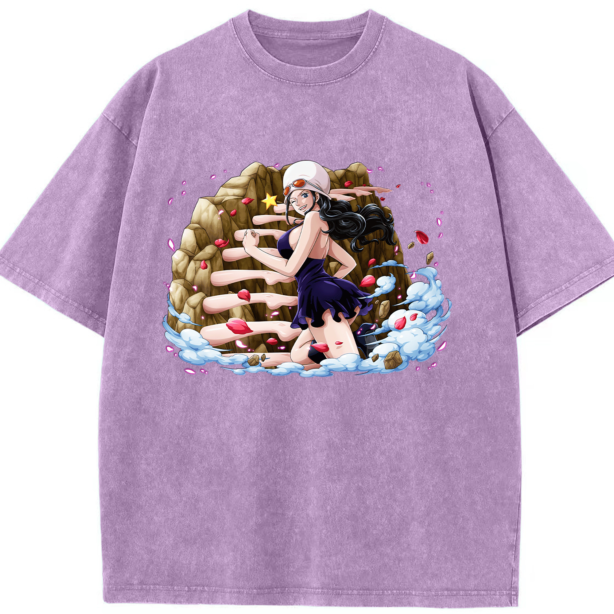 ワンピース ニコ・ロビン ONE PIECE Nico Robin 綿100% ヴィンテージ風 半袖Tシャツ（フロントプリント）
