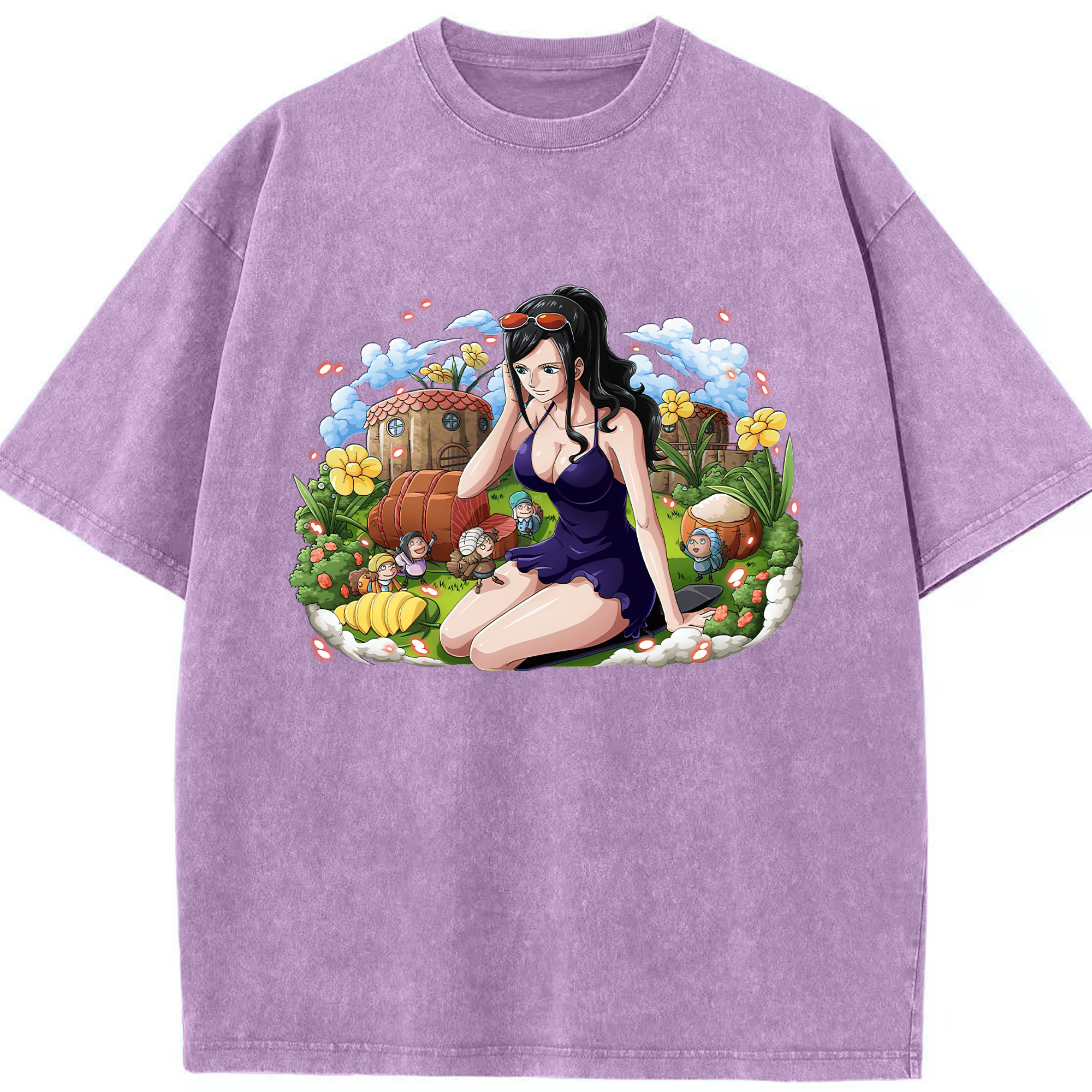 ワンピース ニコ・ロビン ONE PIECE Nico Robin 綿100% ヴィンテージ風 半袖Tシャツ（フロントプリント）